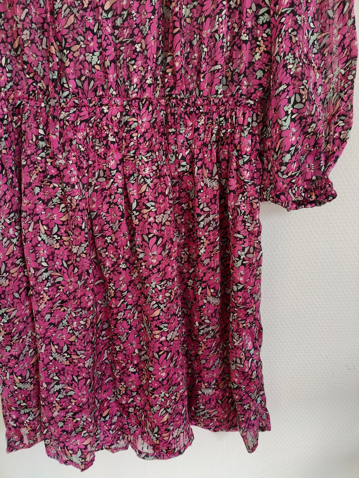 Robe fleurie fuchsia à manches longues Easy Wear – Taille L — photo 3