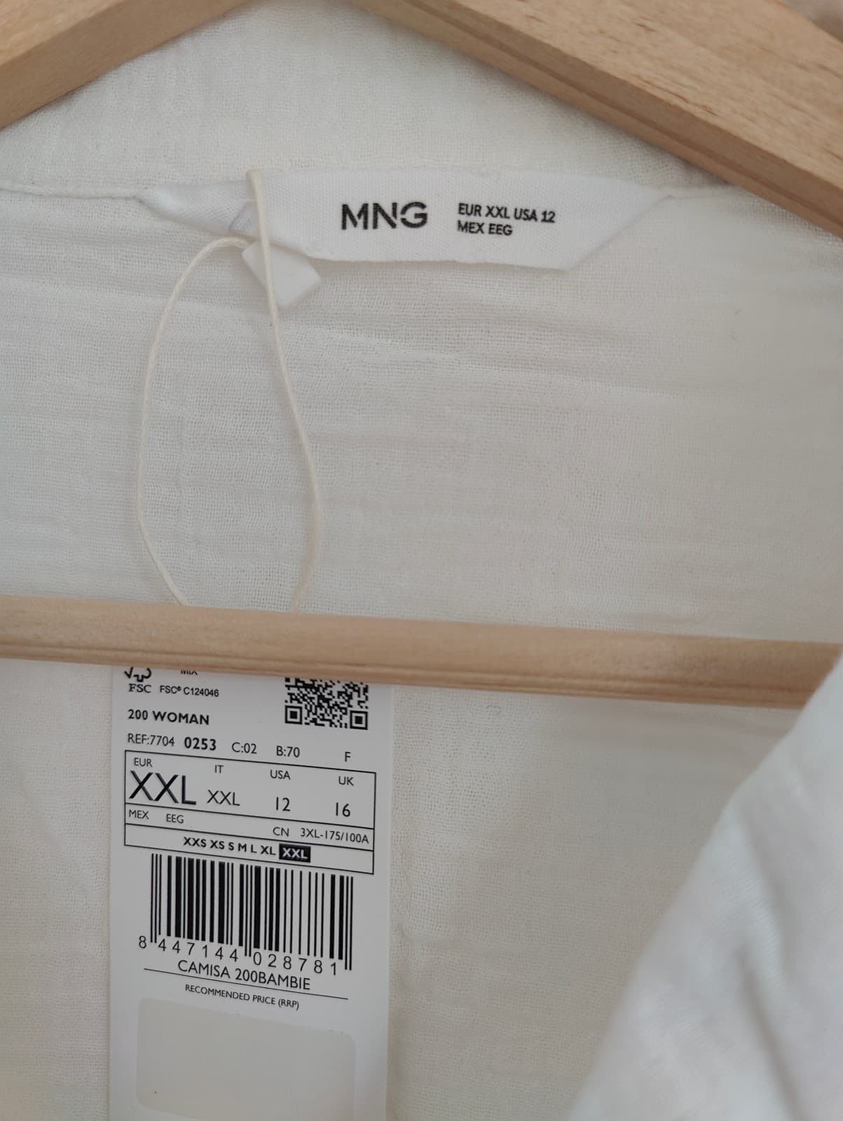 Chemise courte en gaze de coton blanche Mango – Taille XXL — photo 3