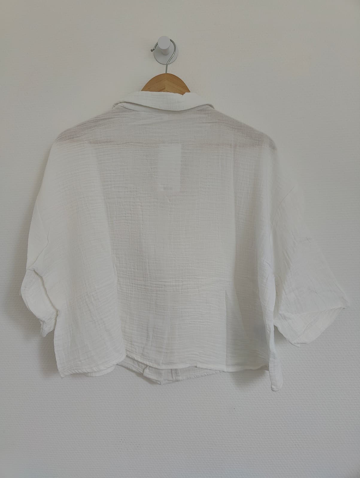 Chemise courte en gaze de coton blanche Mango – Taille XXL — photo 4