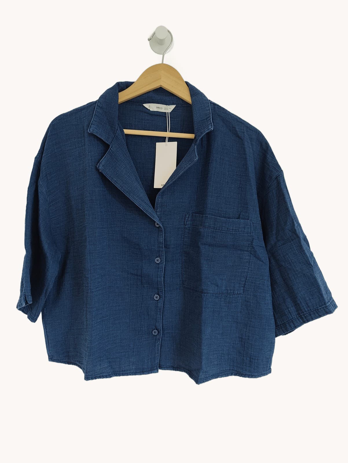 Chemise courte en gaze de coton bleu Mango – Taille XXL — photo 1