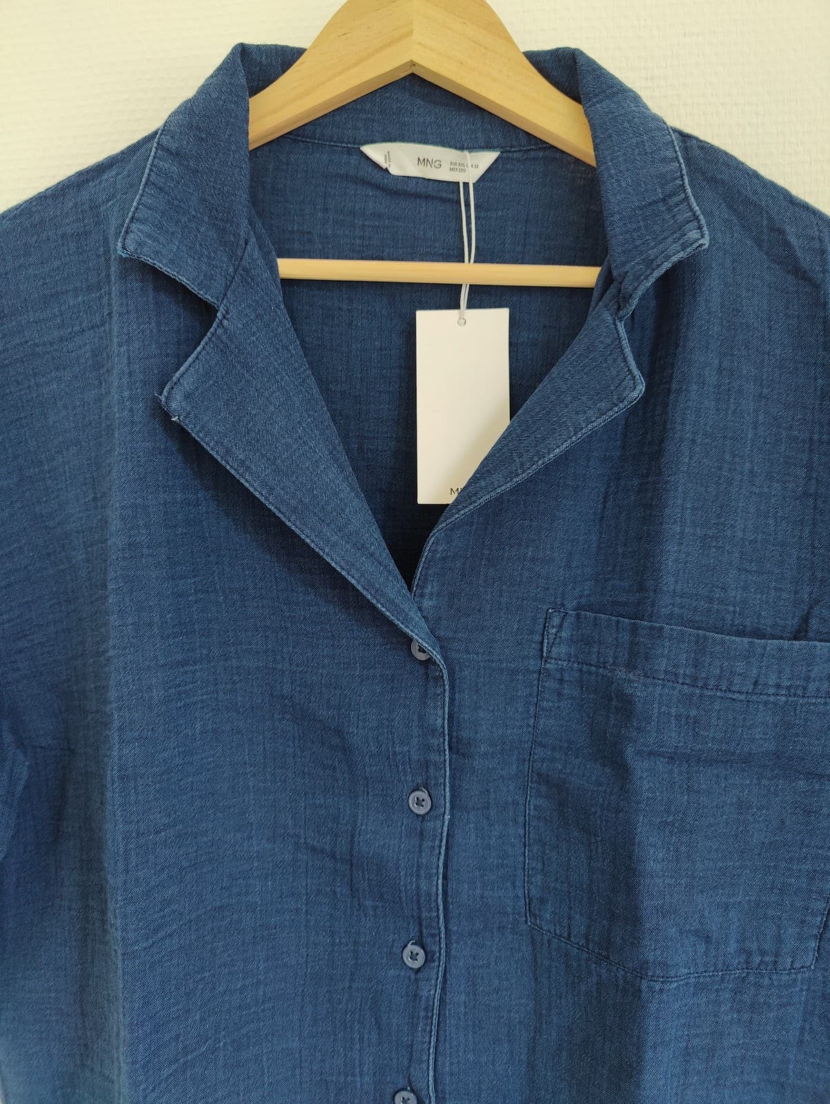 Chemise courte en gaze de coton bleu Mango – Taille XXL — photo 2