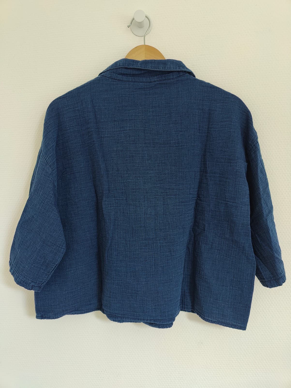 Chemise courte en gaze de coton bleu Mango – Taille XXL — photo 3