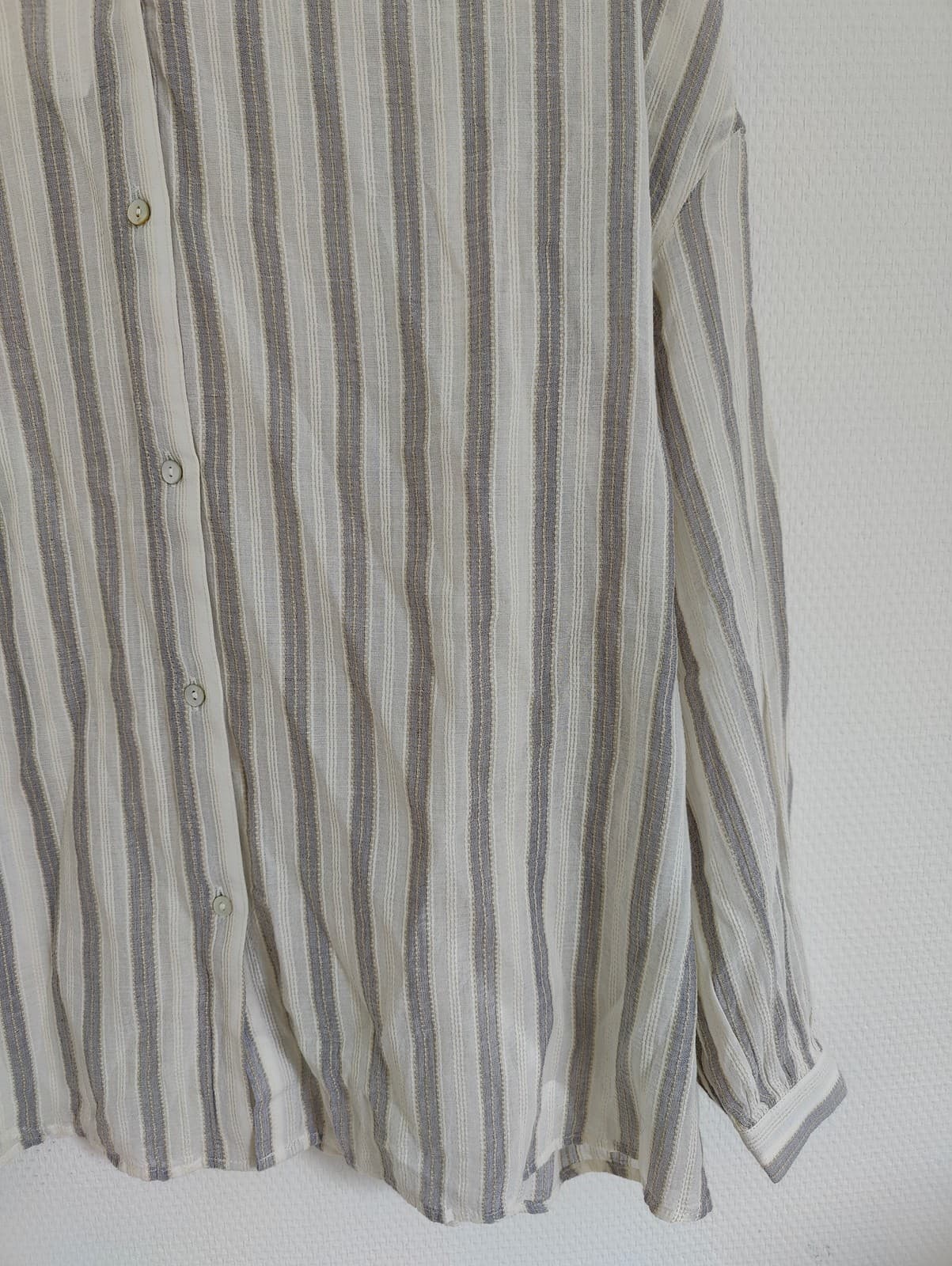 Chemise rayée écru et gris à boutonnage Mango – Taille S — photo 3