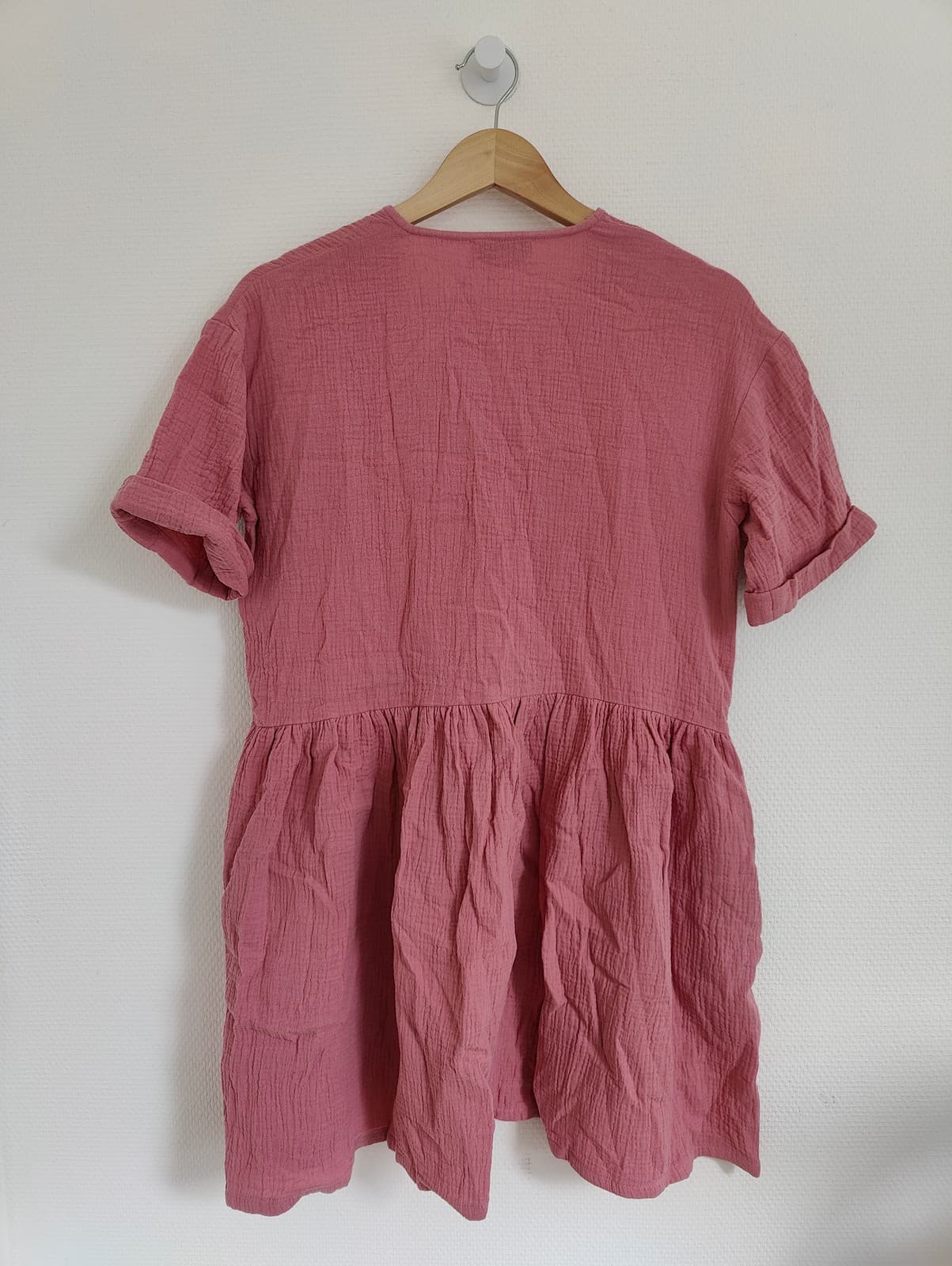 Robe courte ISLA en gaze de coton rose – Taille M — photo 4
