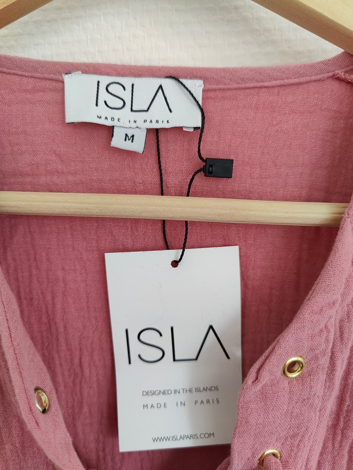 Robe courte ISLA en gaze de coton rose – Taille M — photo 3