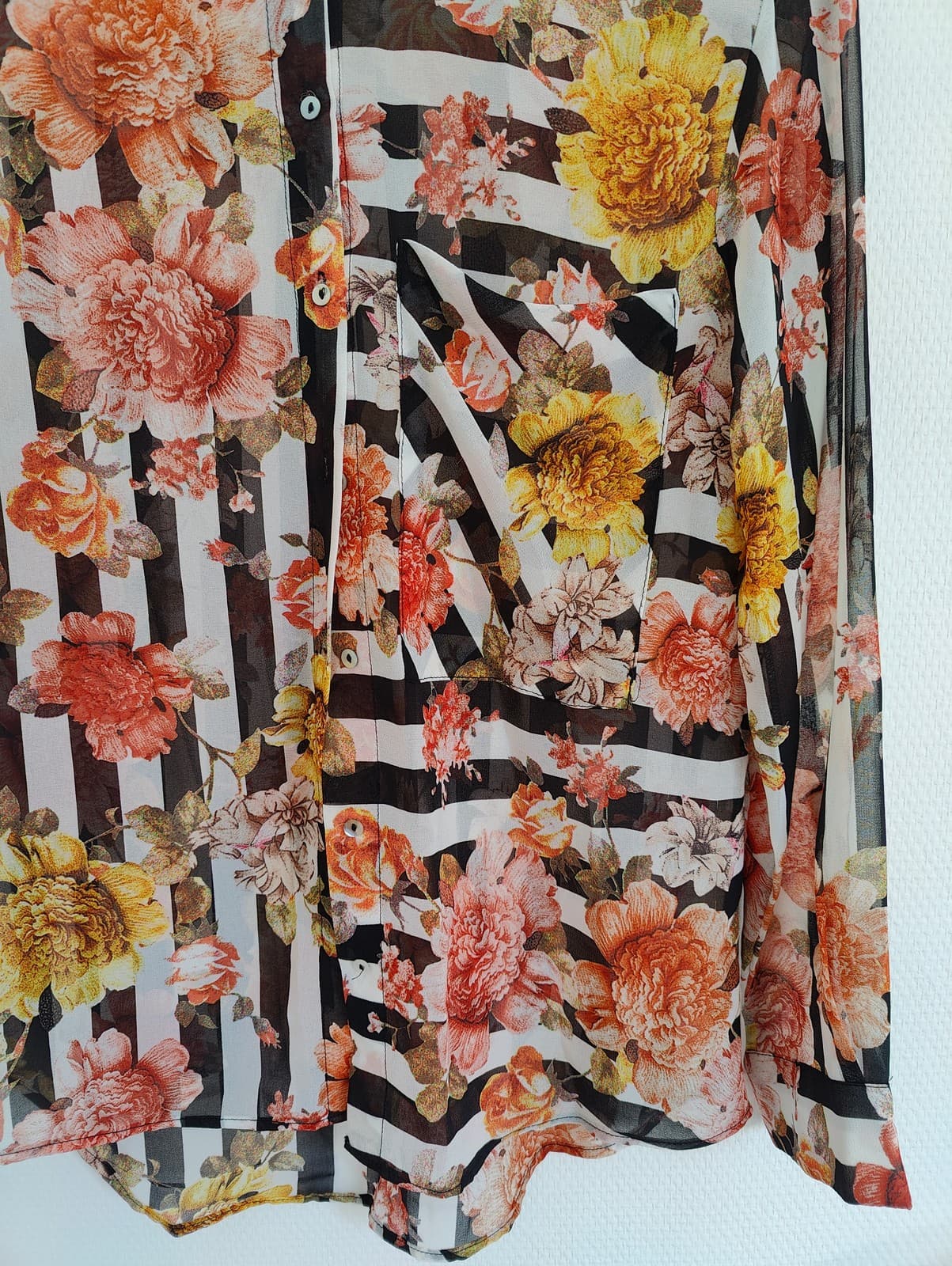 Chemise transparente fleurs et rayures Zara – Taille S — photo 3