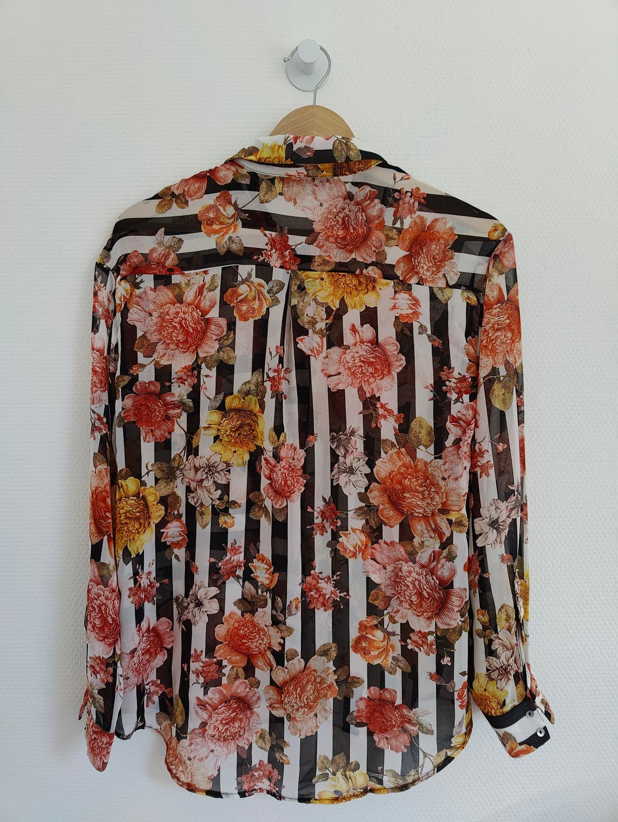 Chemise transparente fleurs et rayures Zara – Taille S — photo 5