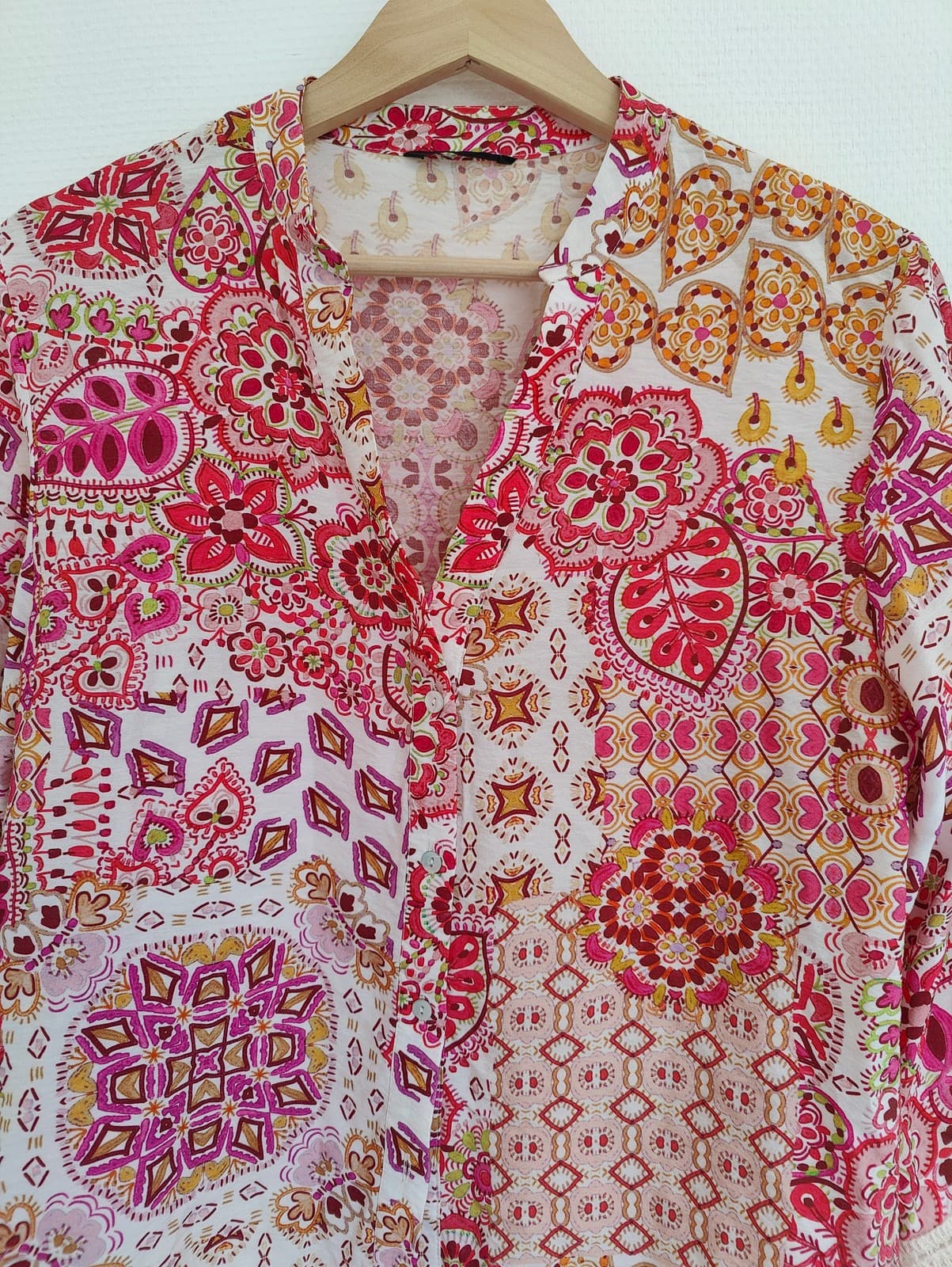 Blouse patchwork rose à poignets en crochet Zara – Taille S — photo 2