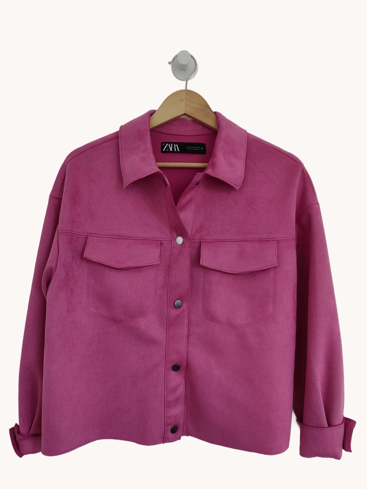 Sobrecamisa rosa em camurça sintética Zara – Tamanho S