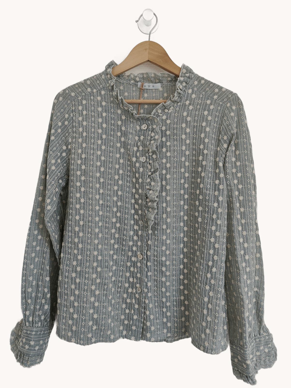 Chemise vert sauge à volant SOLE – Taille M — photo 1