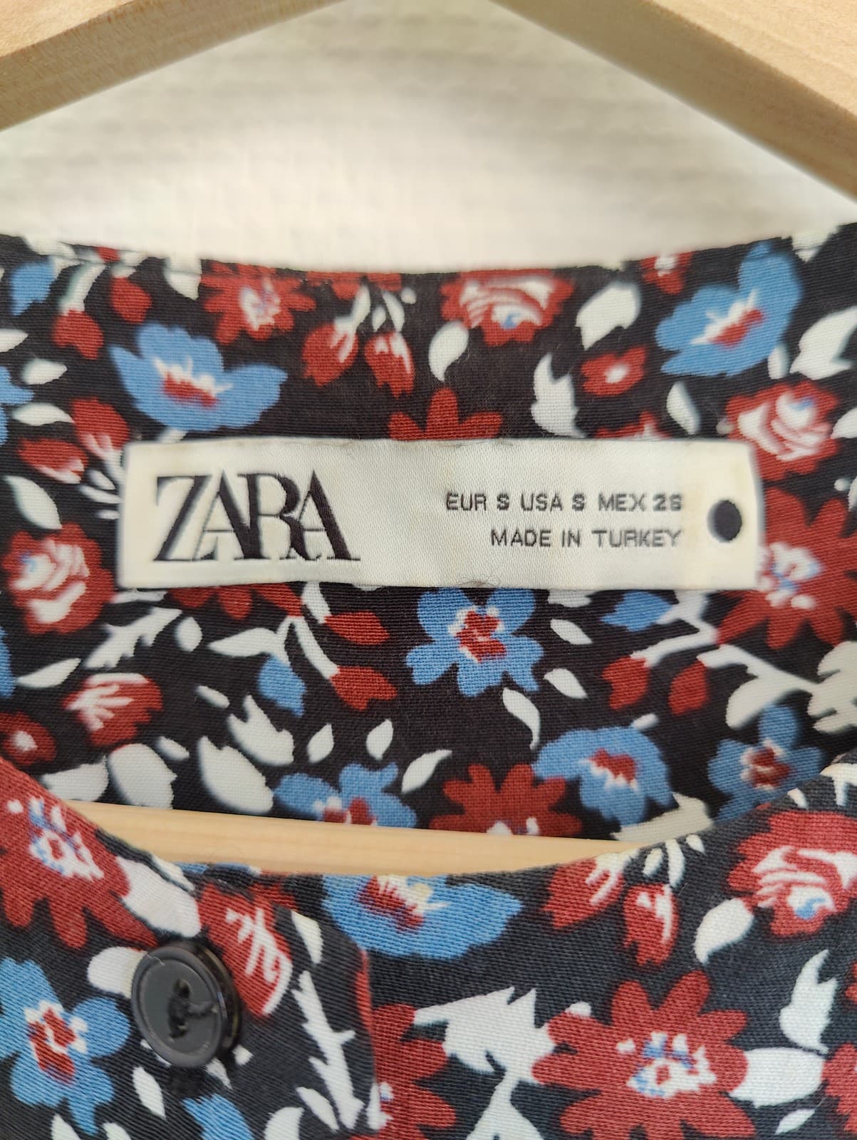 Robe à fleurs bleu marine et rouille Zara – Taille S — photo 4