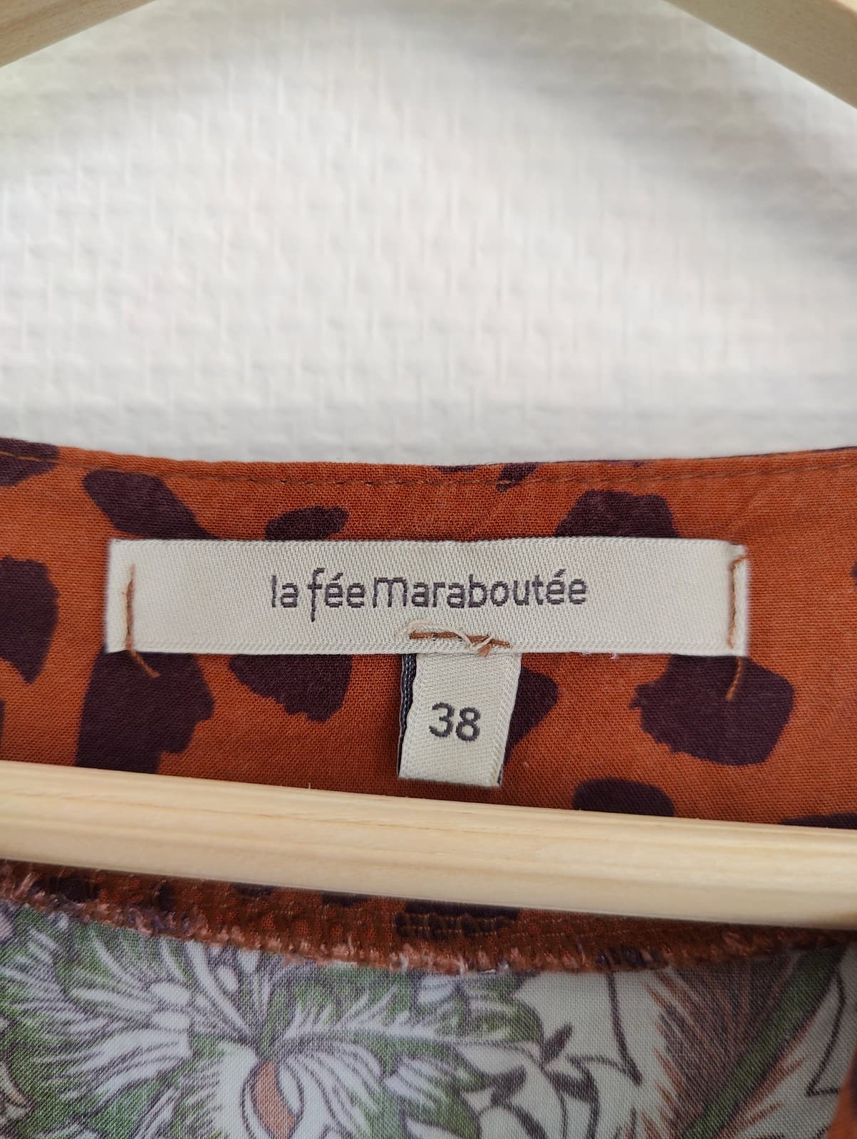 Robe fleurie à empiècement léopard  La Fée Maraboutée – Taille 38 — photo 4