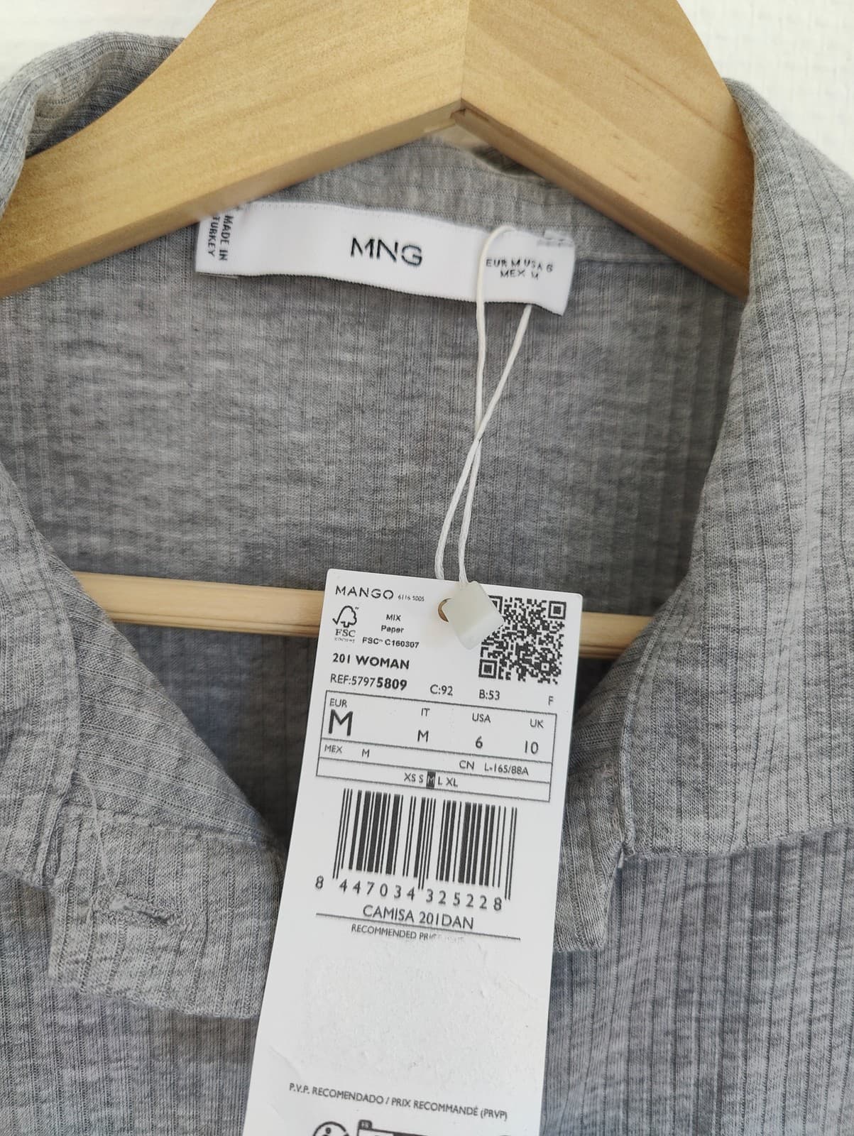Chemise côtelée grise Mango – Taille M — photo 3