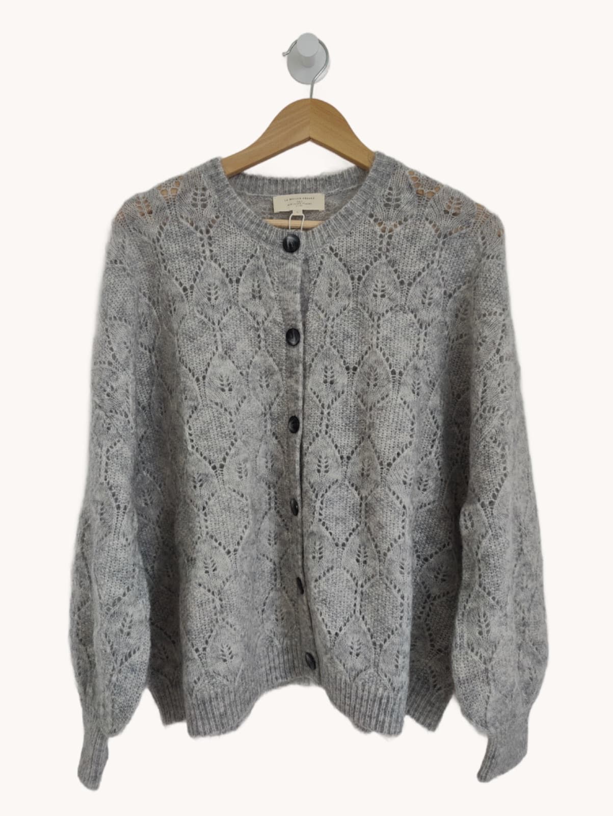 Gray openwork pointelle cardigan — Sézane