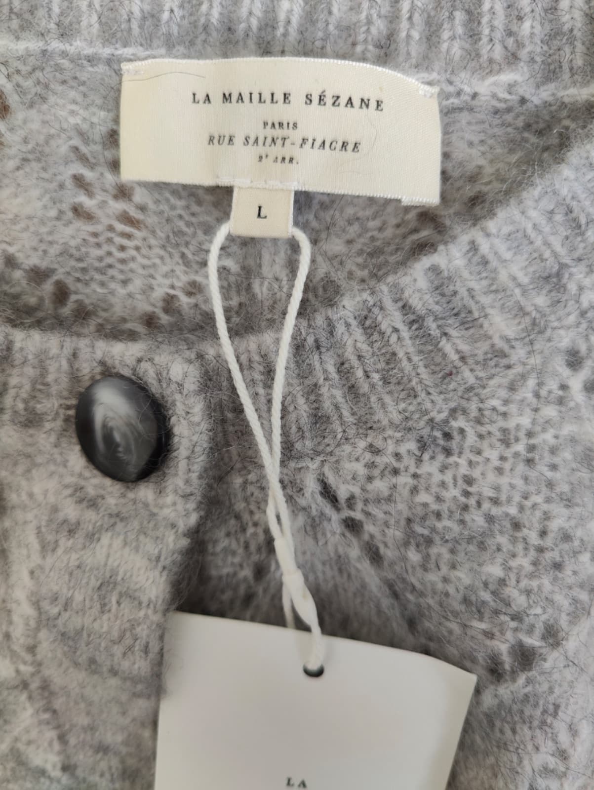 Gilet Sézane en maille ajourée gris chiné – Taille L — photo 4