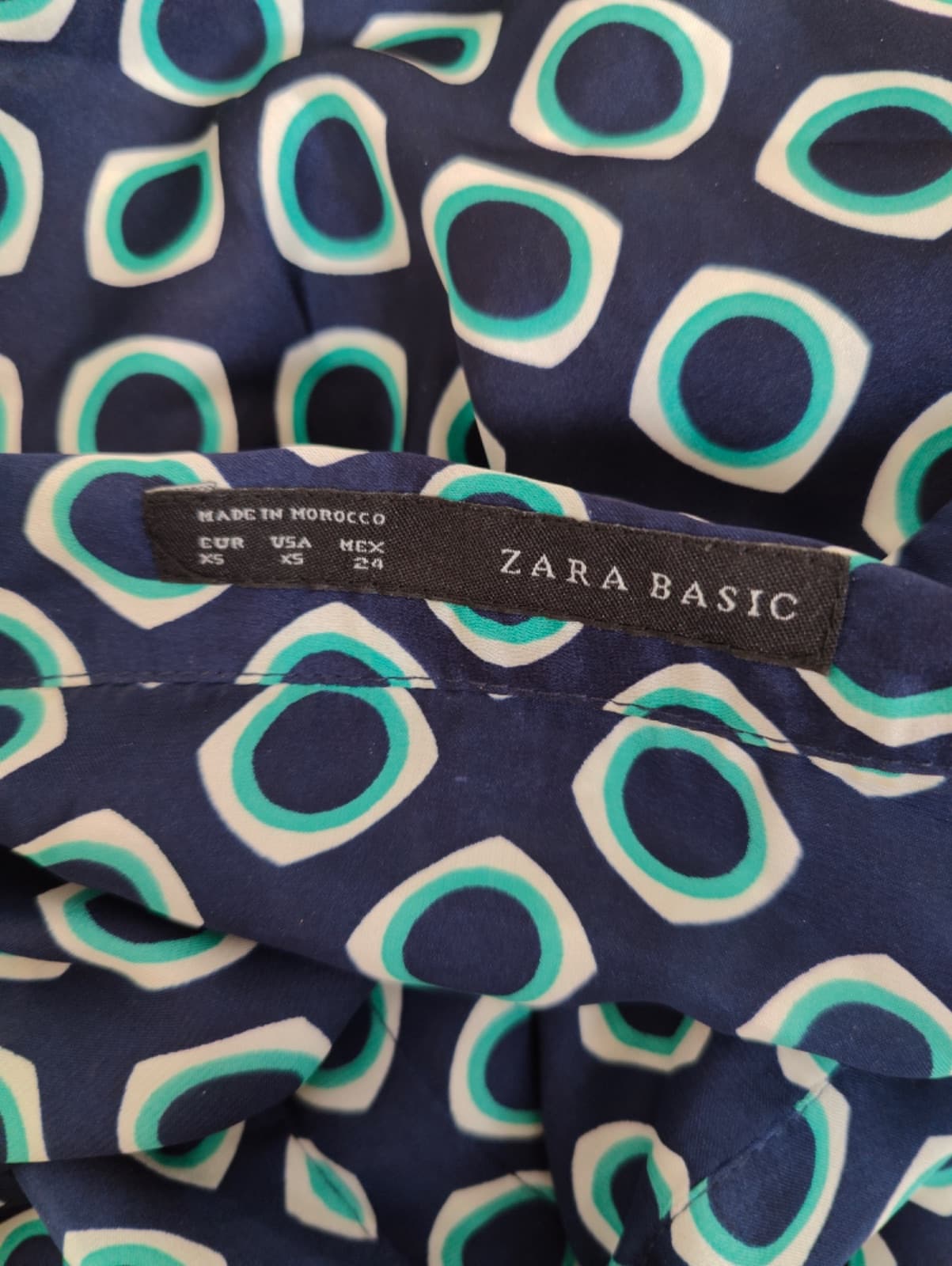 Robe à imprimé géométrique bleu marine et turquoise Zara – Taille XS — photo 4