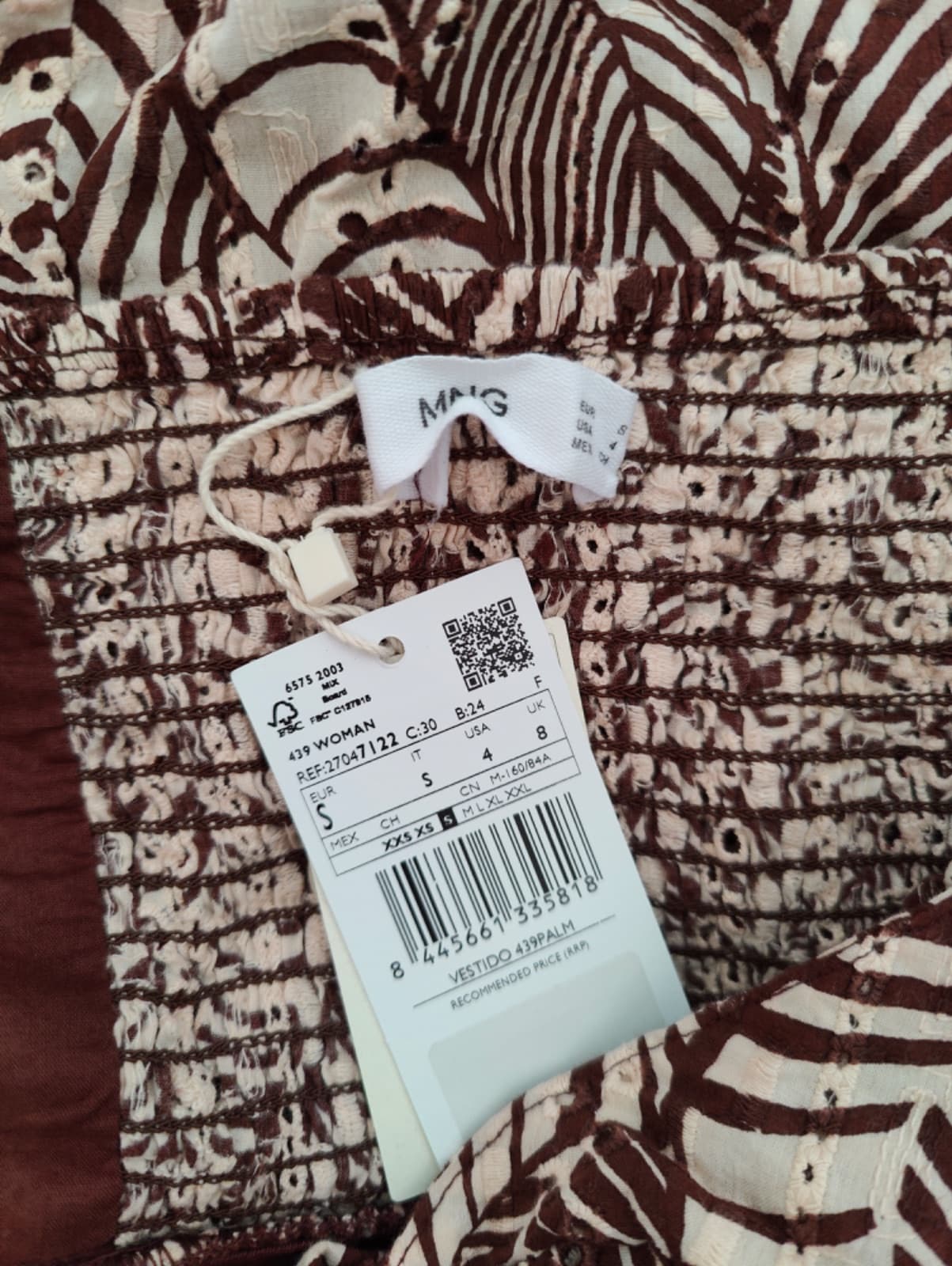 Robe courte imprimé feuillage à col bardot Mango – Taille S — photo 5