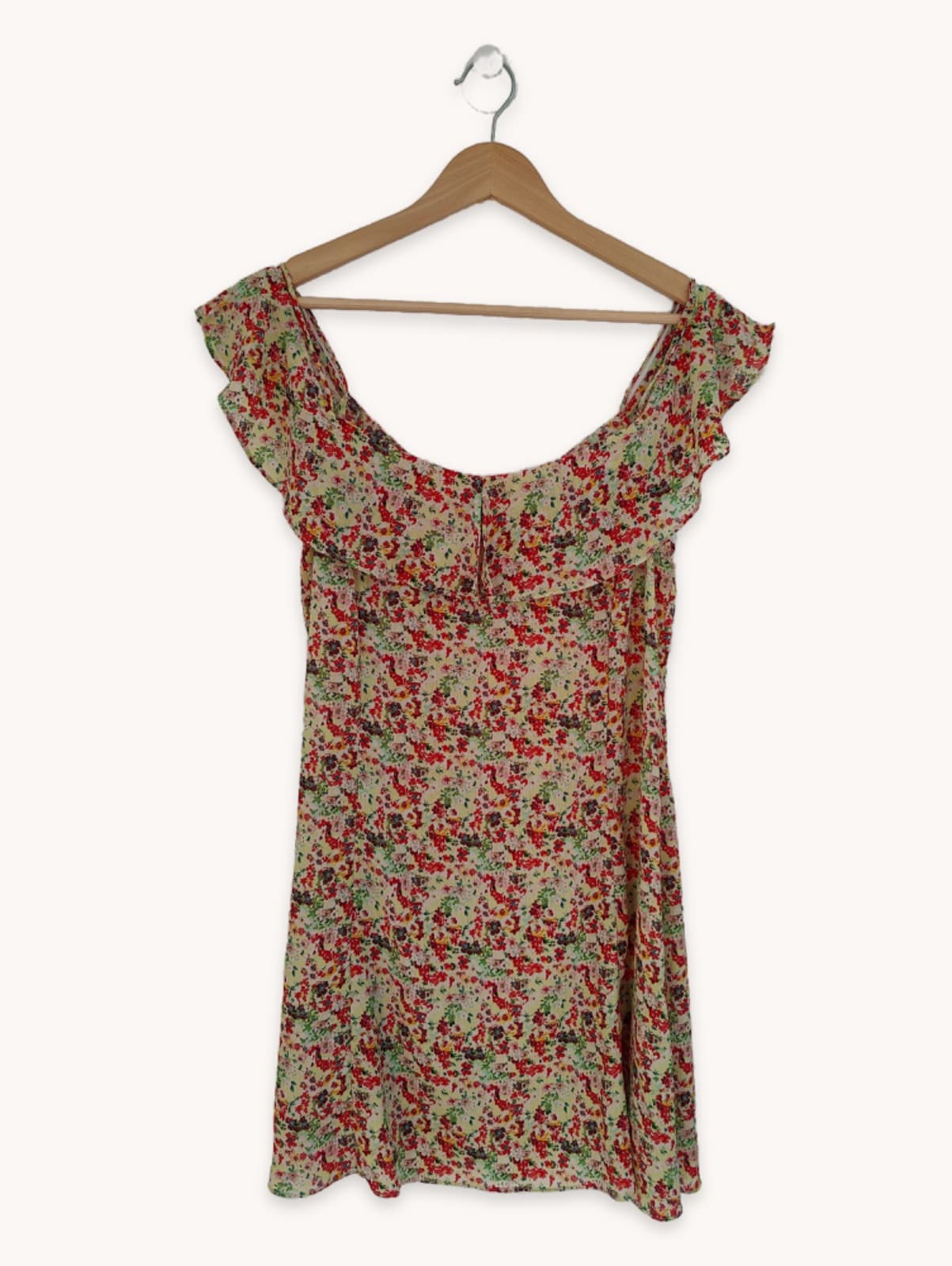 Short floral dress with bardot collar — Zara