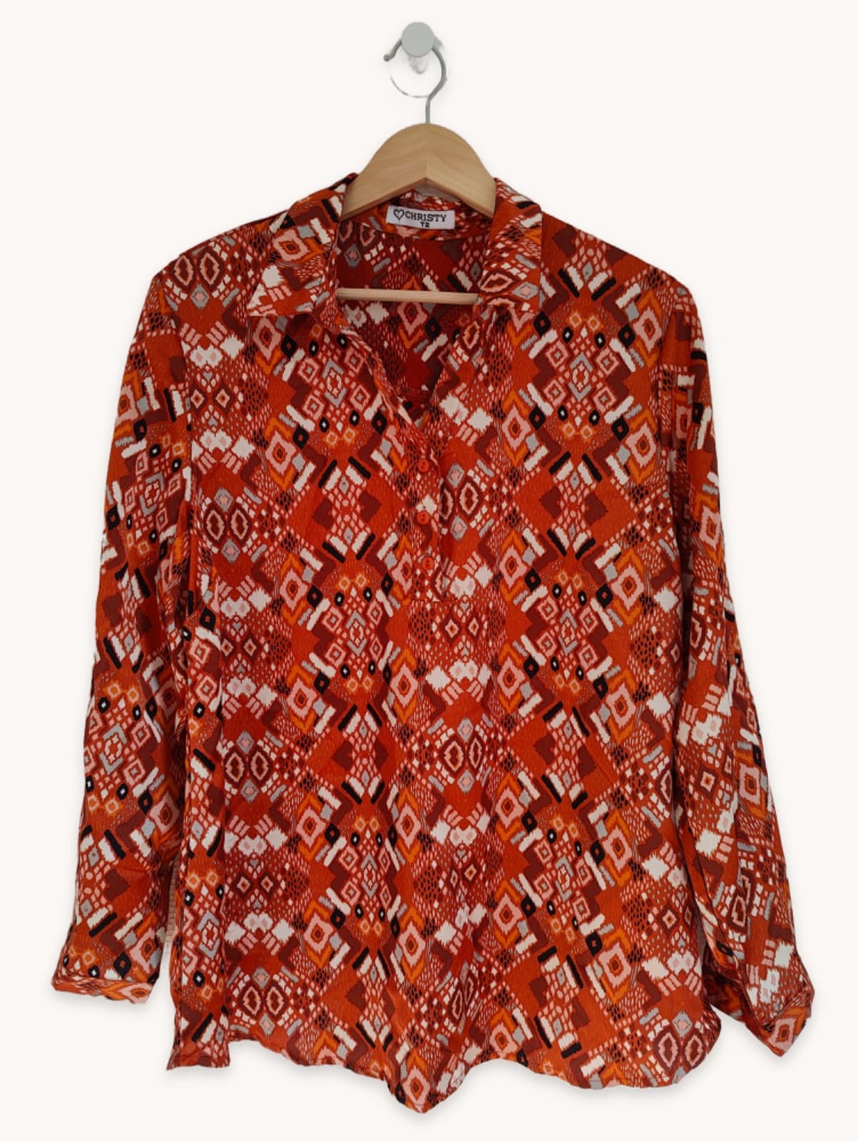 Chemise à imprimé ethnique orange Christy – Taille 2 — photo 1
