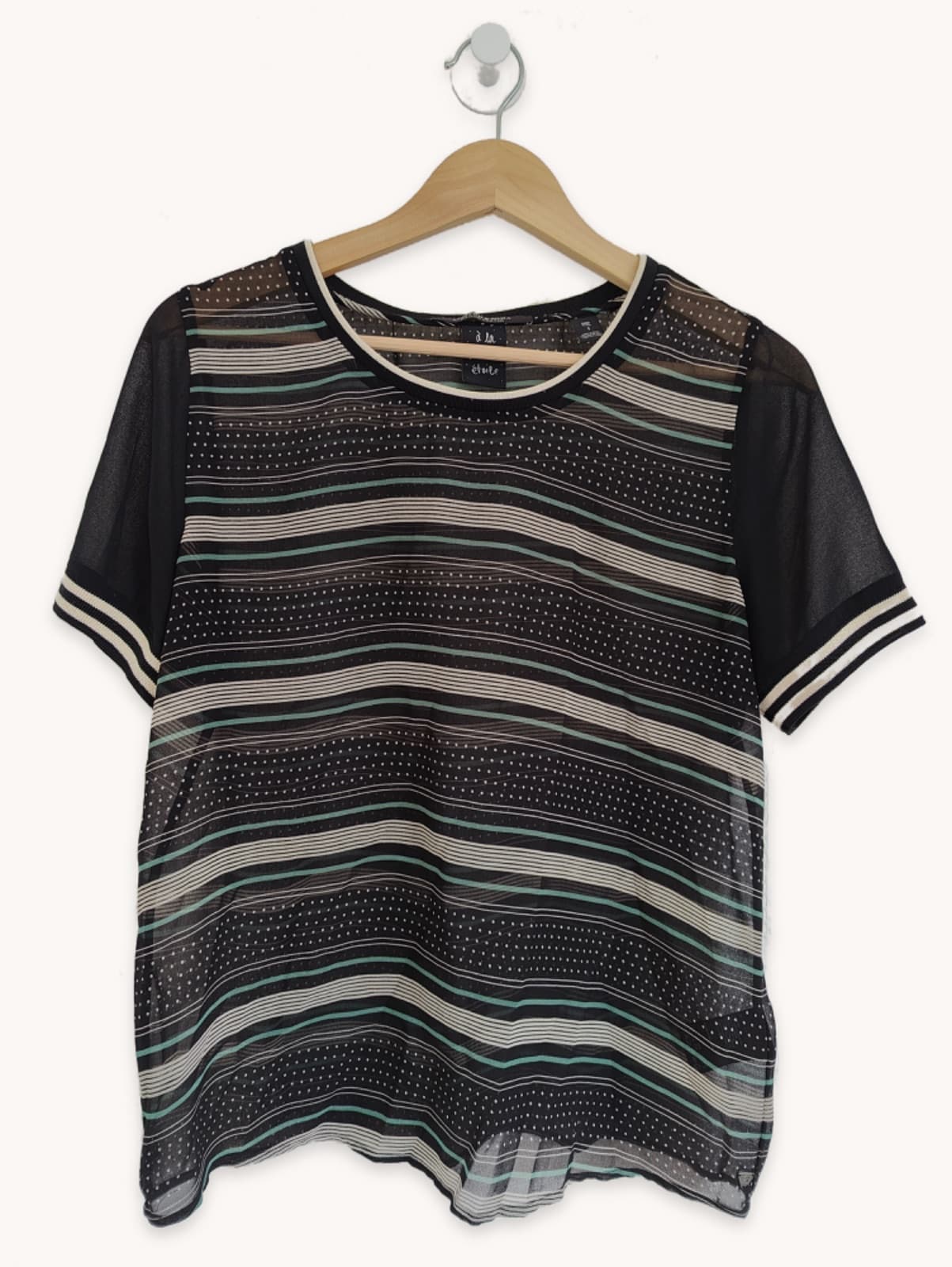 Top rayé noir et crème en voile Scotch & Soda – Taille 1 — photo 1