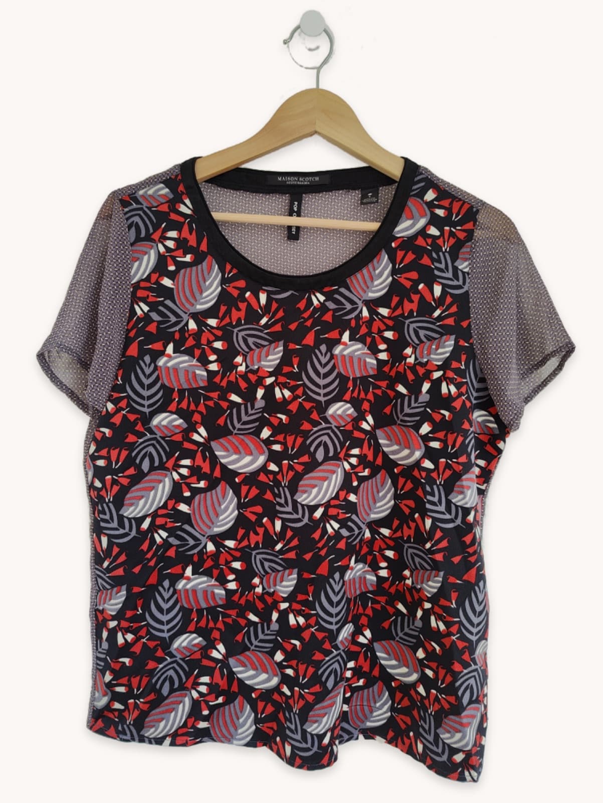 Top imprimé feuillage à manches résille Maison Scotch – Taille 1 — photo 1