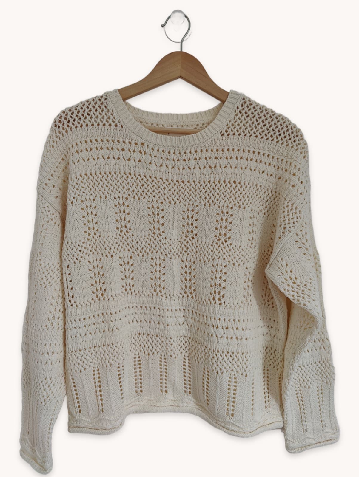 Pull Mango en maille ajourée écrue – Taille M — photo 1