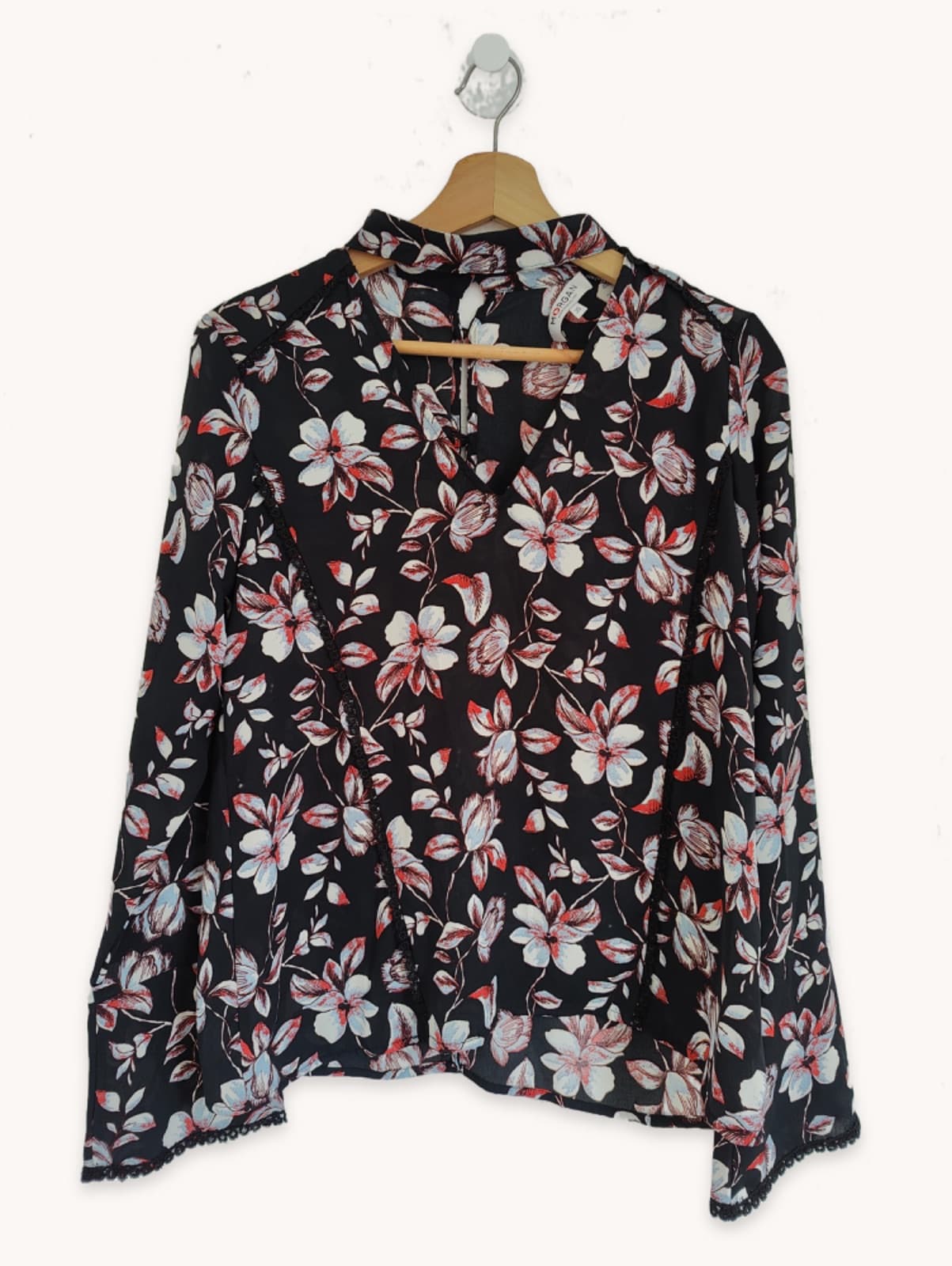 Blouse fleurie noire à manches évasées Morgan – Taille 38 — photo 1