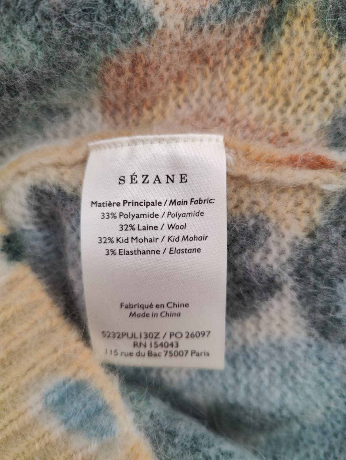 Pull en mohair à grand imprimé floral Sézane – Taille XS — photo 6