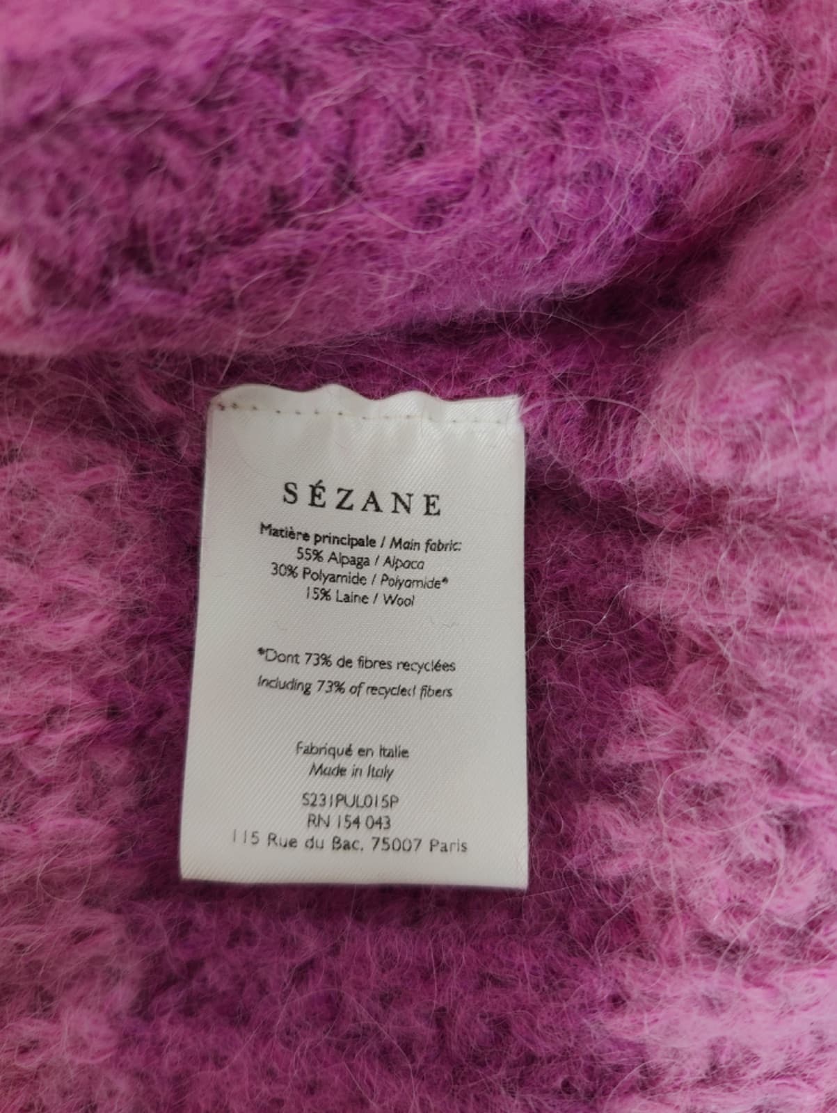 Pull Sézane rayé rose et fuchsia en maille moelleuse – Taille XS — photo 6