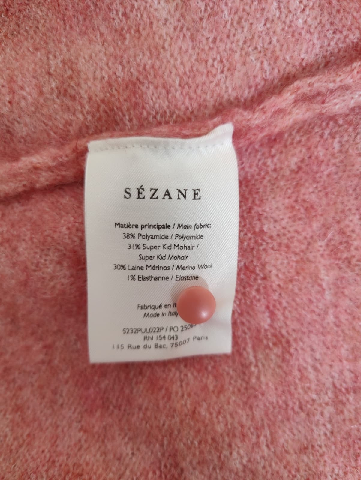 Pull rose chiné en mohair mérinos Sézane – Taille XXXL — photo 6