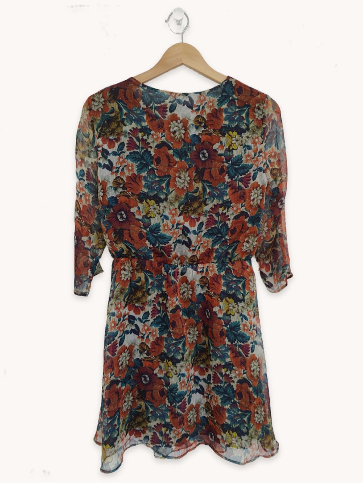 Robe fleurie en mousseline rouille et bleu Mango – Taille M — photo 5