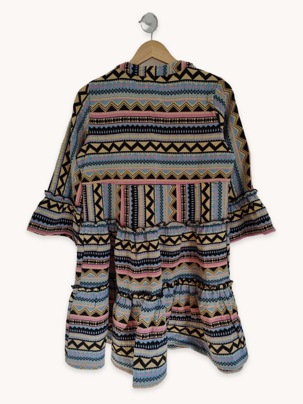 Robe courte imprimée ethnique à volants Colorful Rebel – Taille S — photo 4