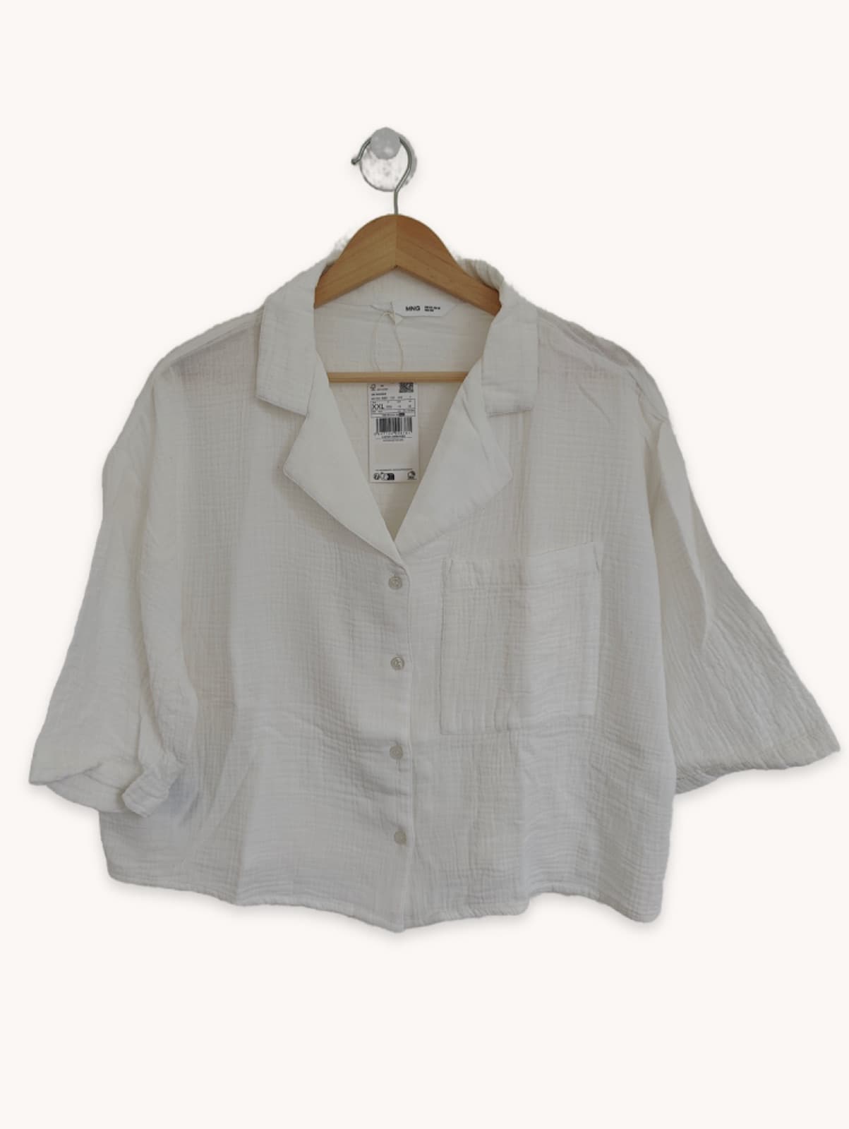 Chemise courte en gaze de coton blanche Mango – Taille XXL — photo 1