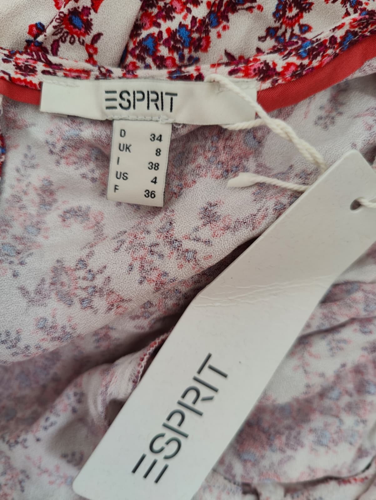 Robe longue à imprimé fougères bordeaux Esprit – Taille S — photo 4