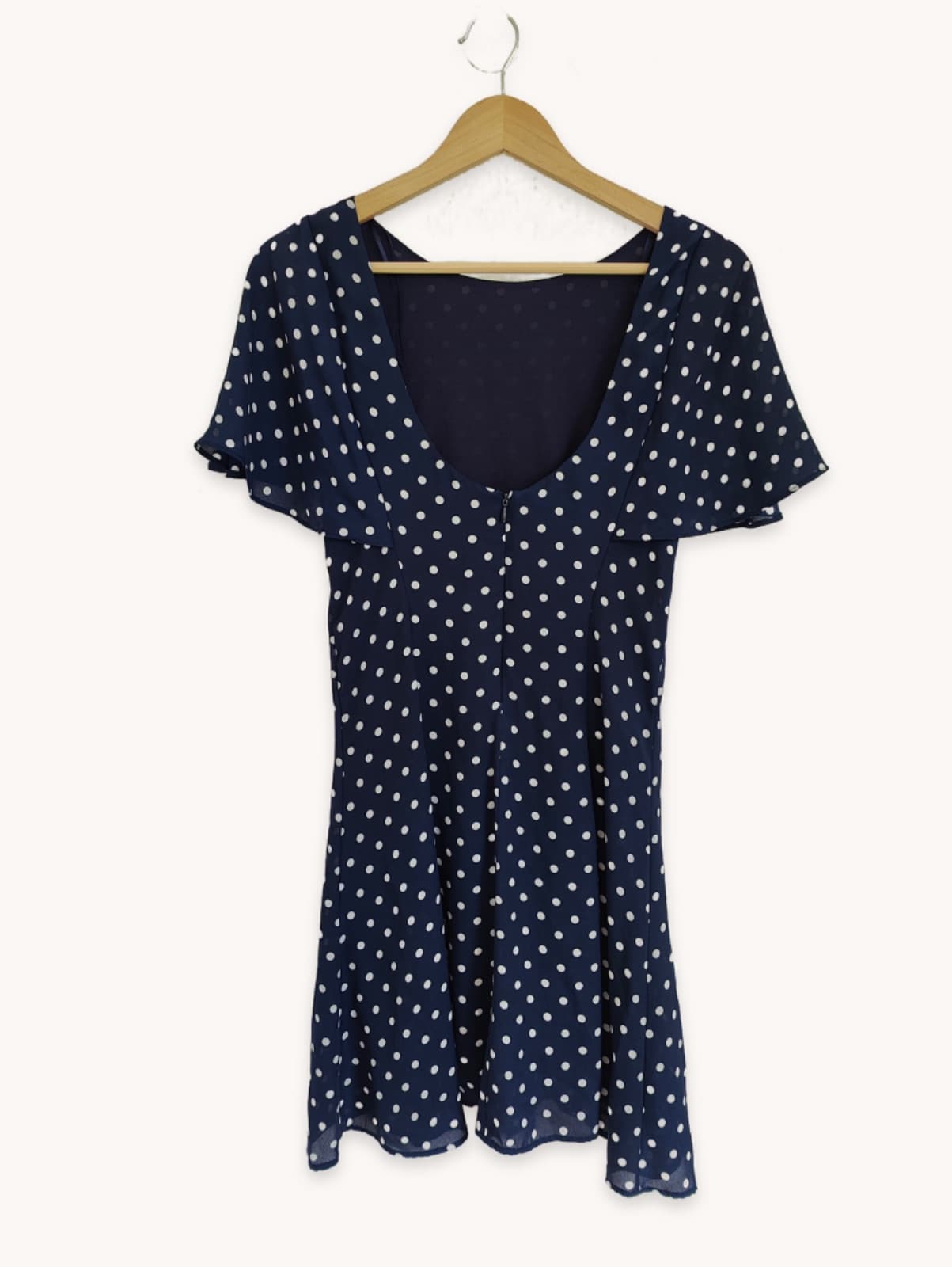 Robe fluide bleu marine à pois blancs Zara – Taille XS — photo 4