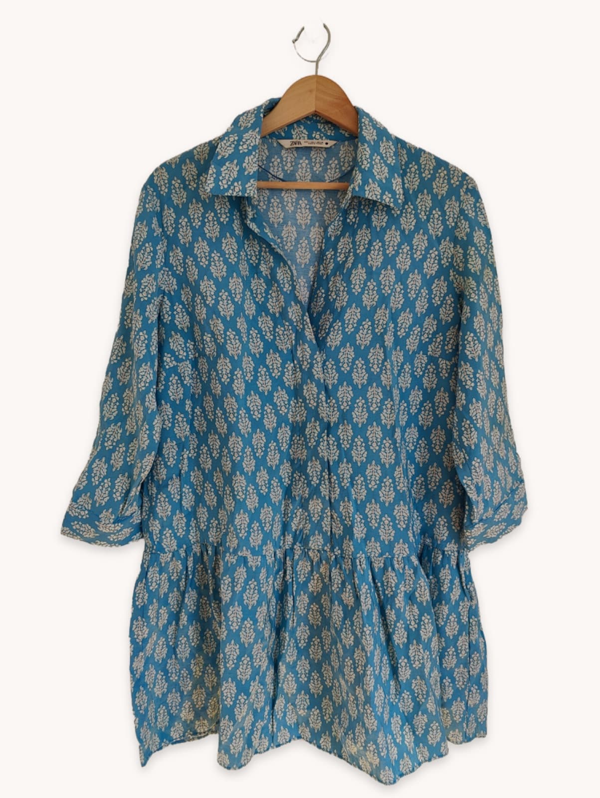 Robe imprimée bleue à volants Zara – Taille L — photo 1