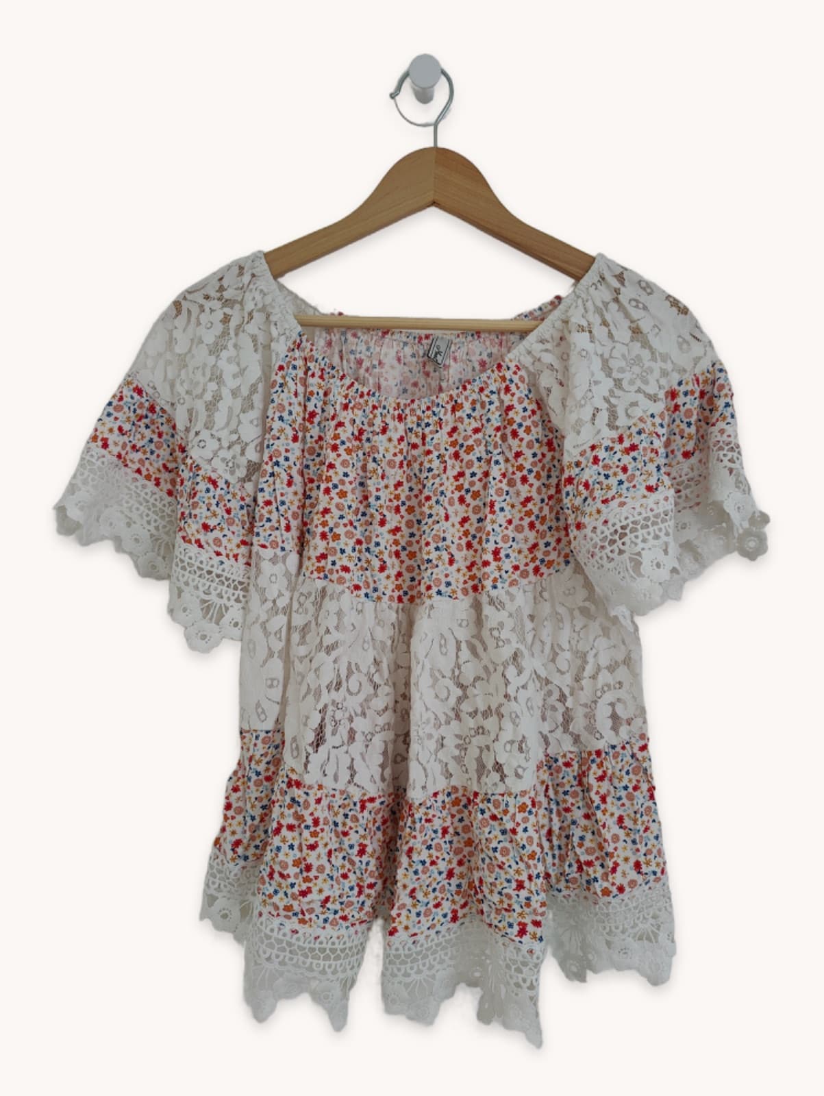 Blouse en dentelle et imprimé fleuri Monte Rose – Taille S — photo 1
