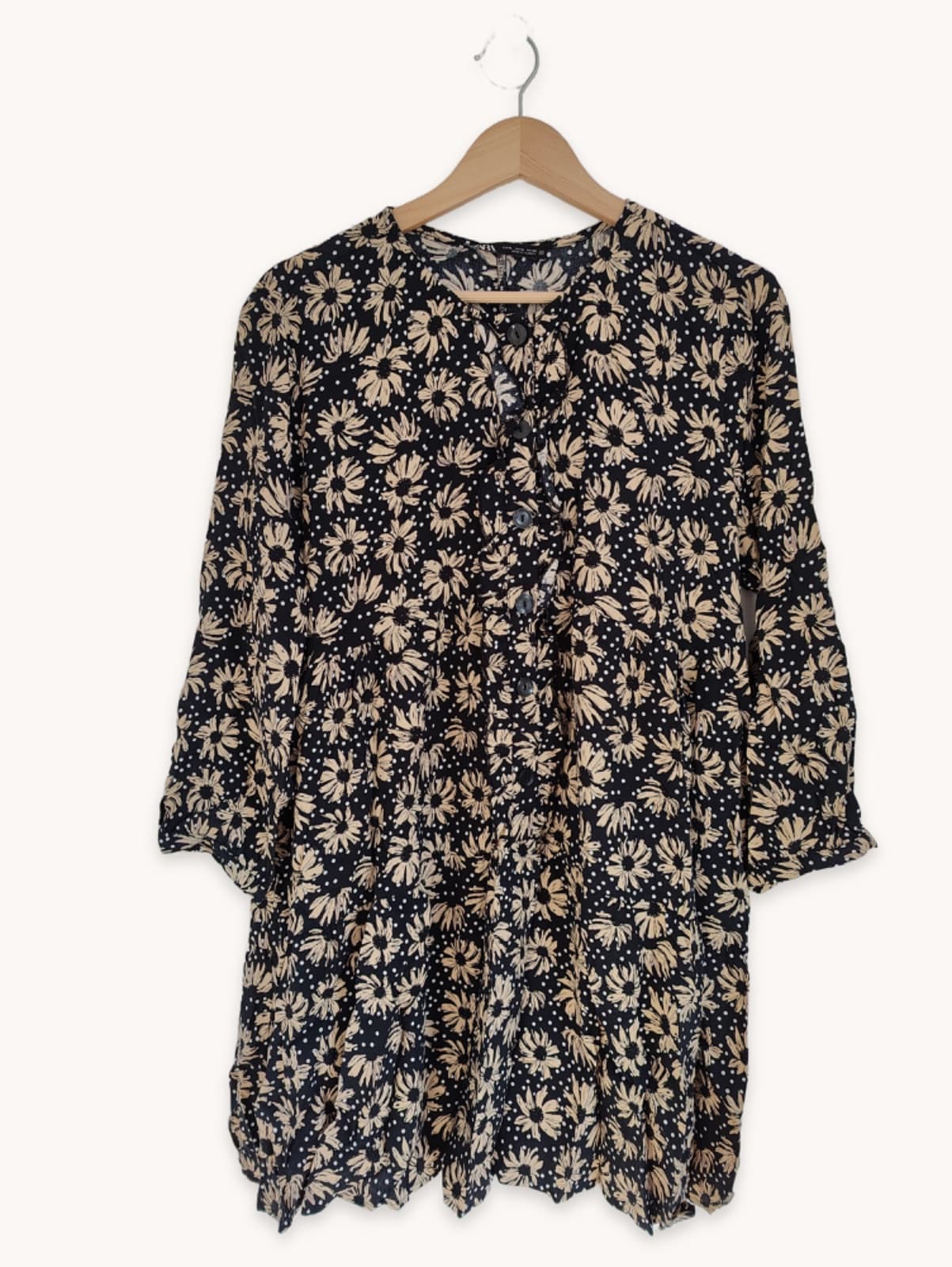 Robe à marguerites noir et beige Zara – Taille XL — photo 1