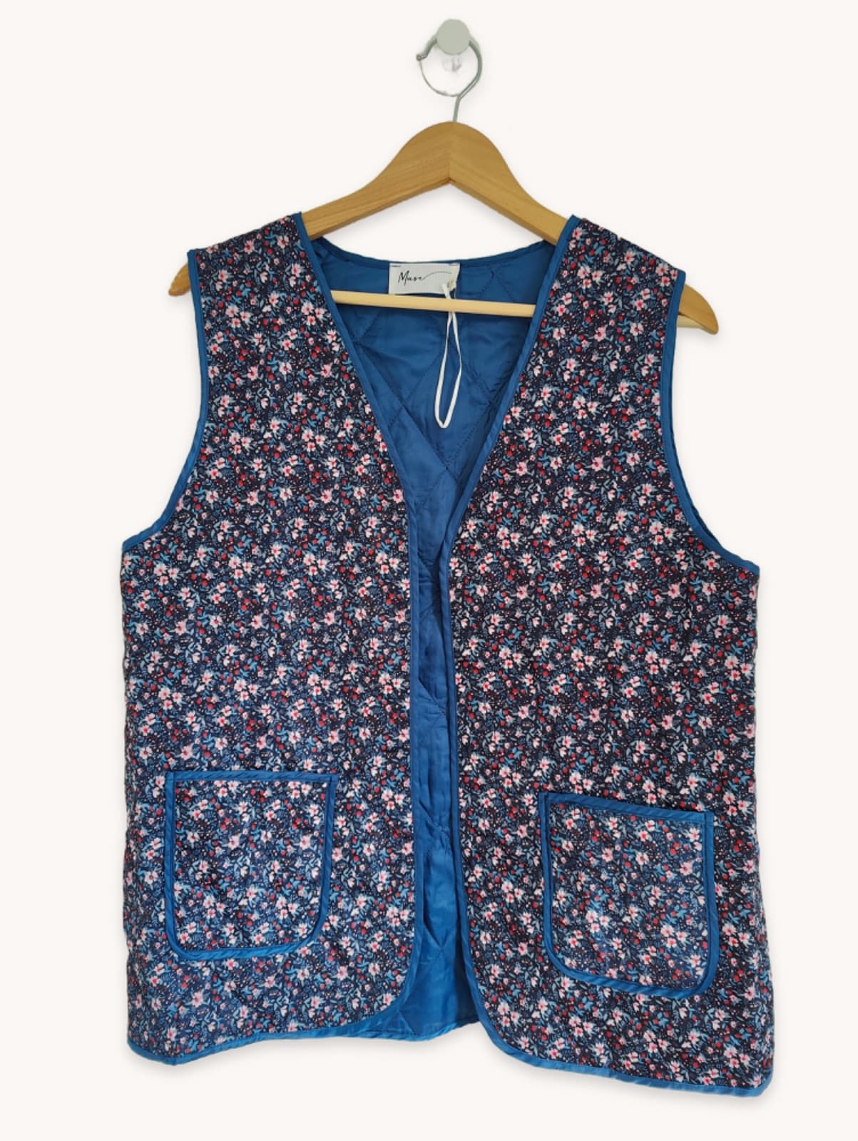 Gilet matelassé sans manches fleuri marine Muse – Taille L — photo 1