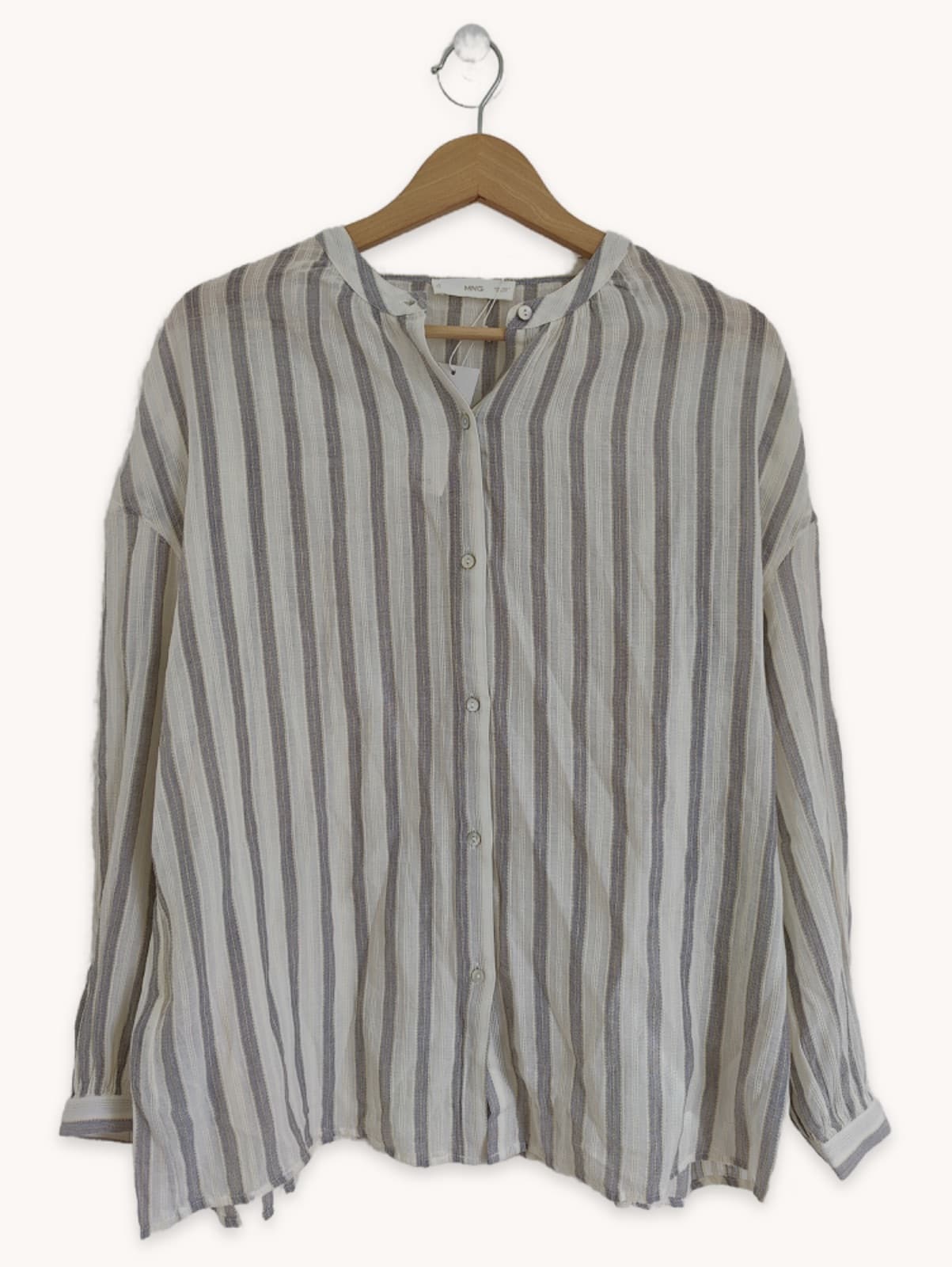 Chemise rayée écru et gris à boutonnage Mango – Taille S — photo 1