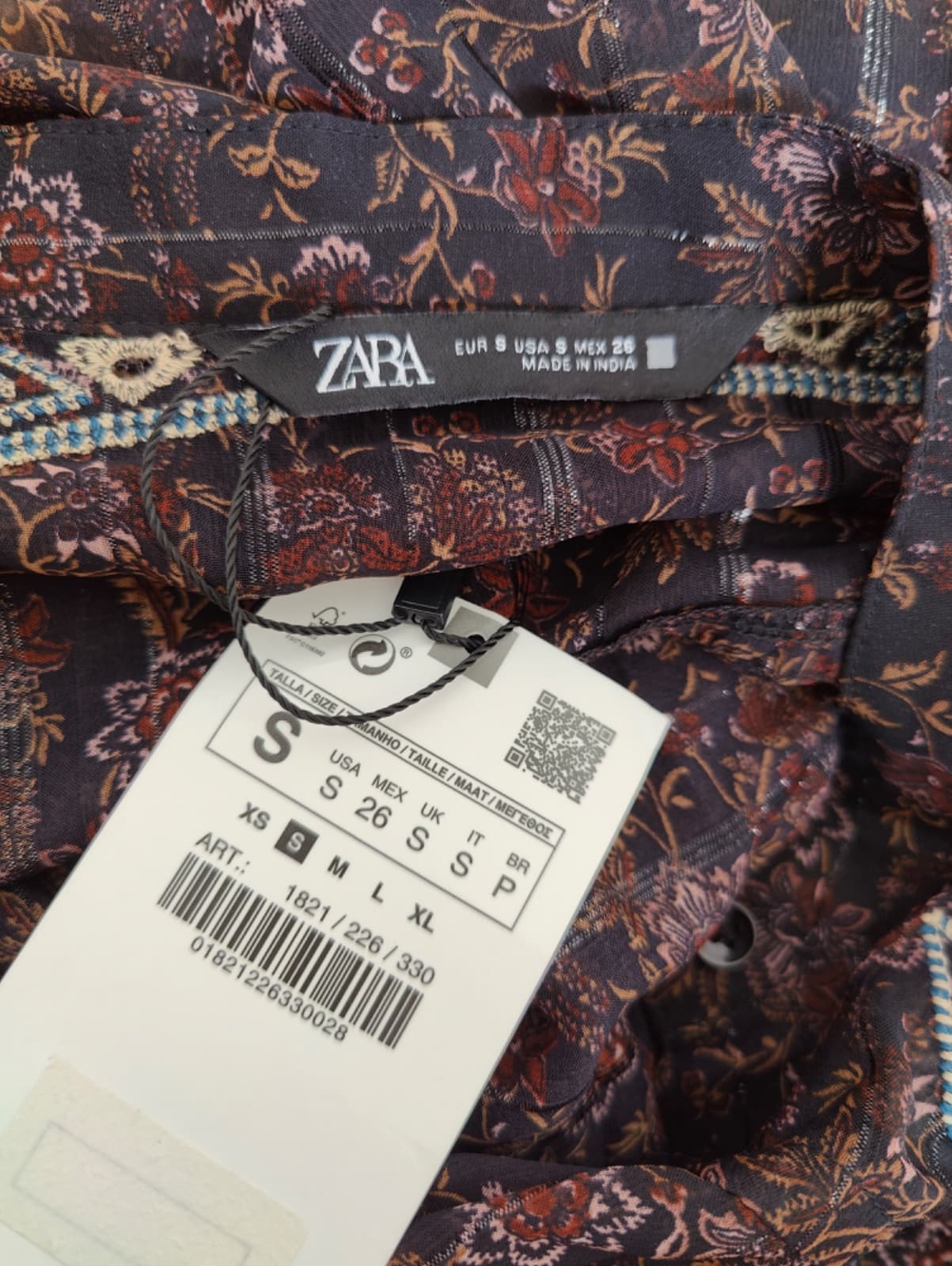 Blouse paisley marron à épaules brodées Zara – Taille S — photo 5