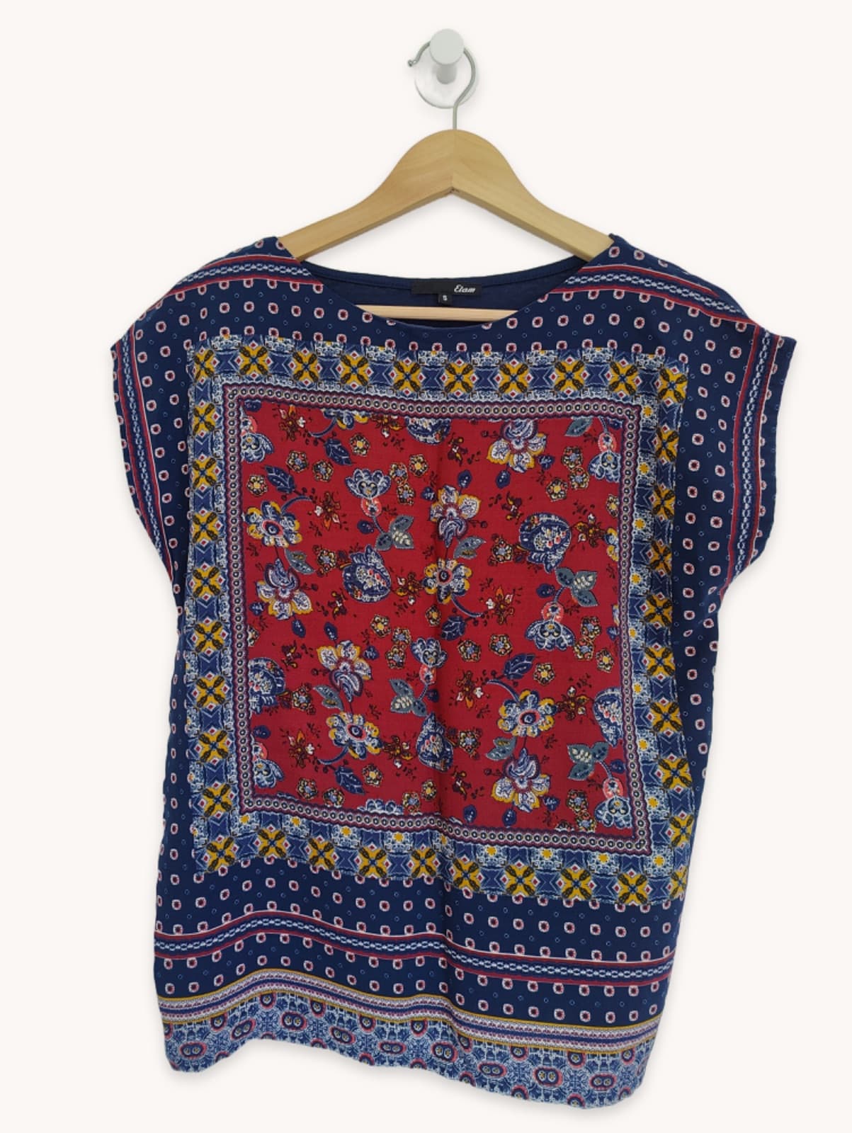 Top bandana imprimé bleu marine et rouge Etam – Taille S — photo 1