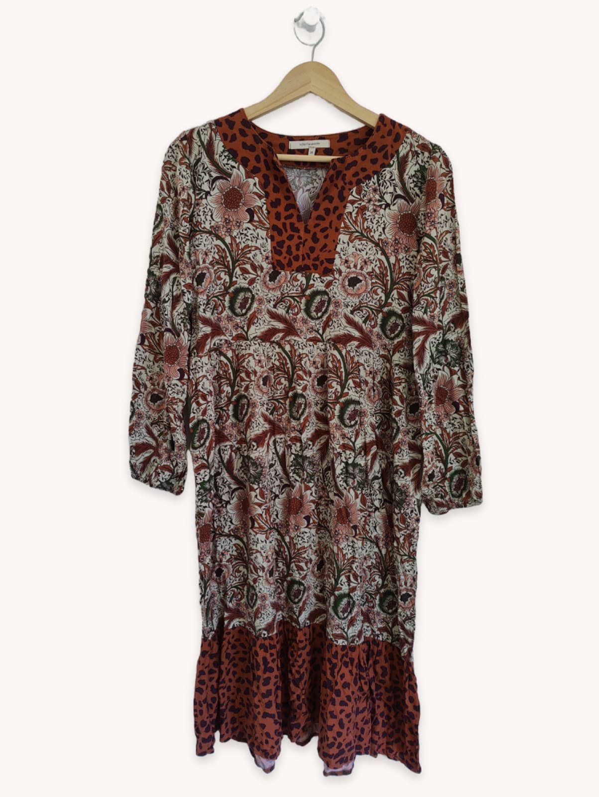 Robe fleurie à empiècement léopard  La Fée Maraboutée – Taille 38 — photo 1