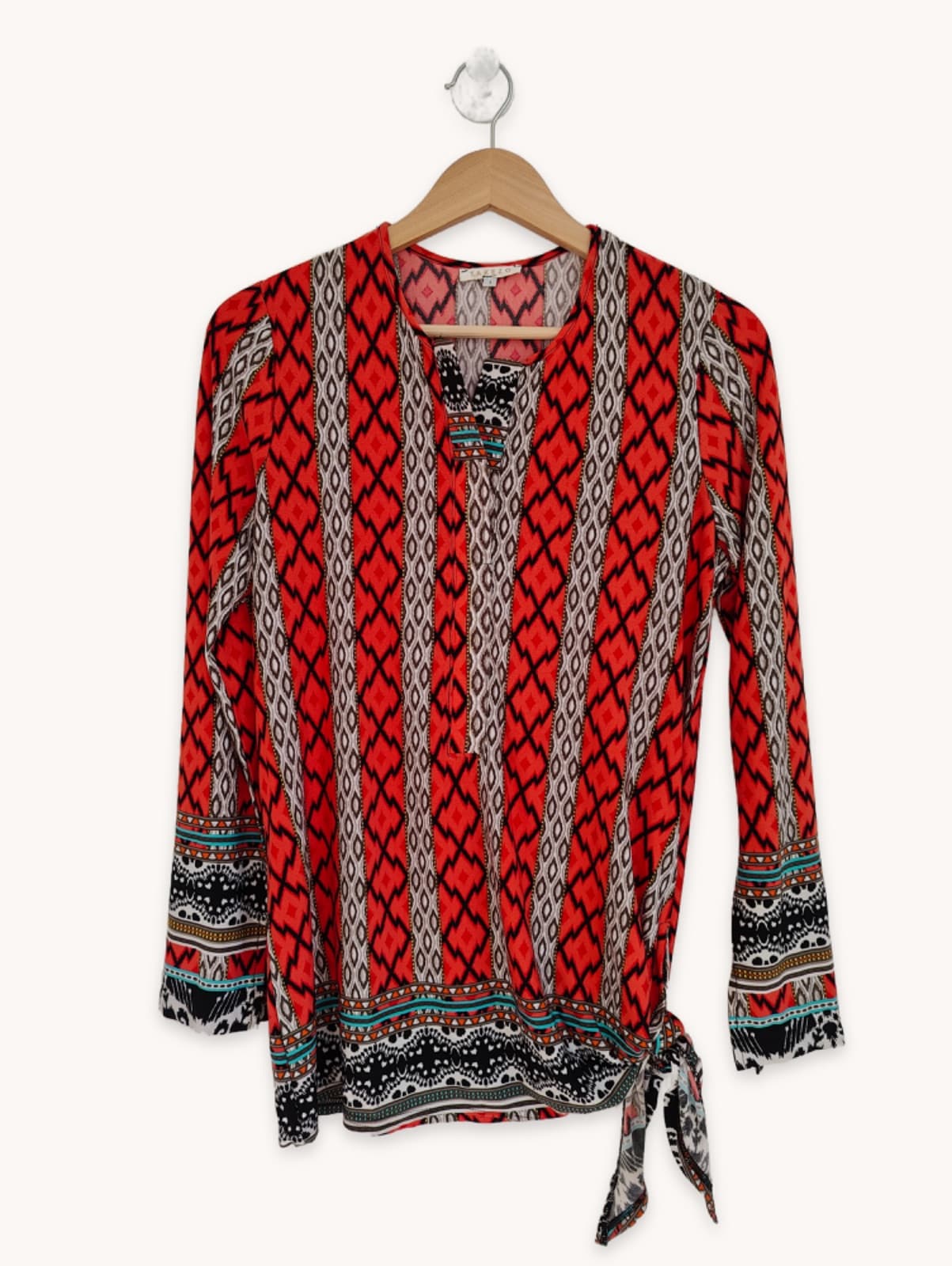 Blouse takezo rouge à motifs ethniques – Taille S — photo 1