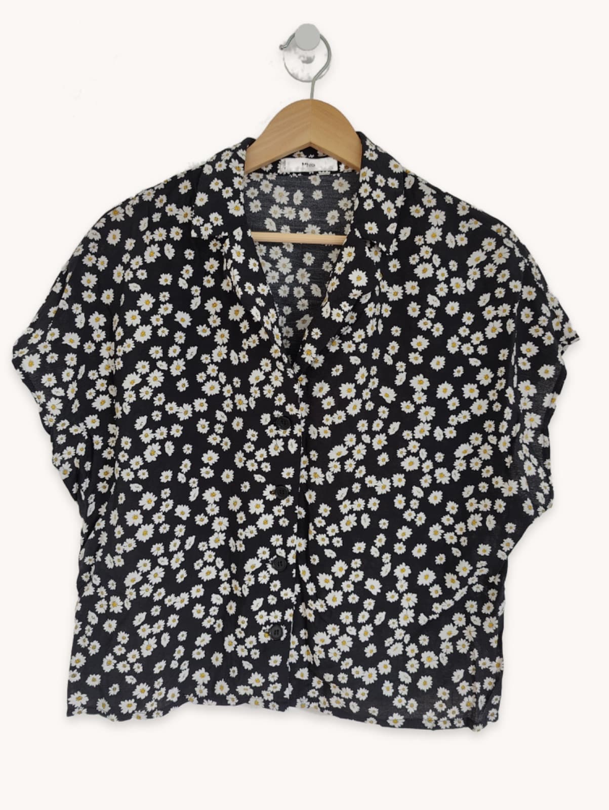 Chemisier Mango noir à imprimé marguerites – Taille S — photo 1