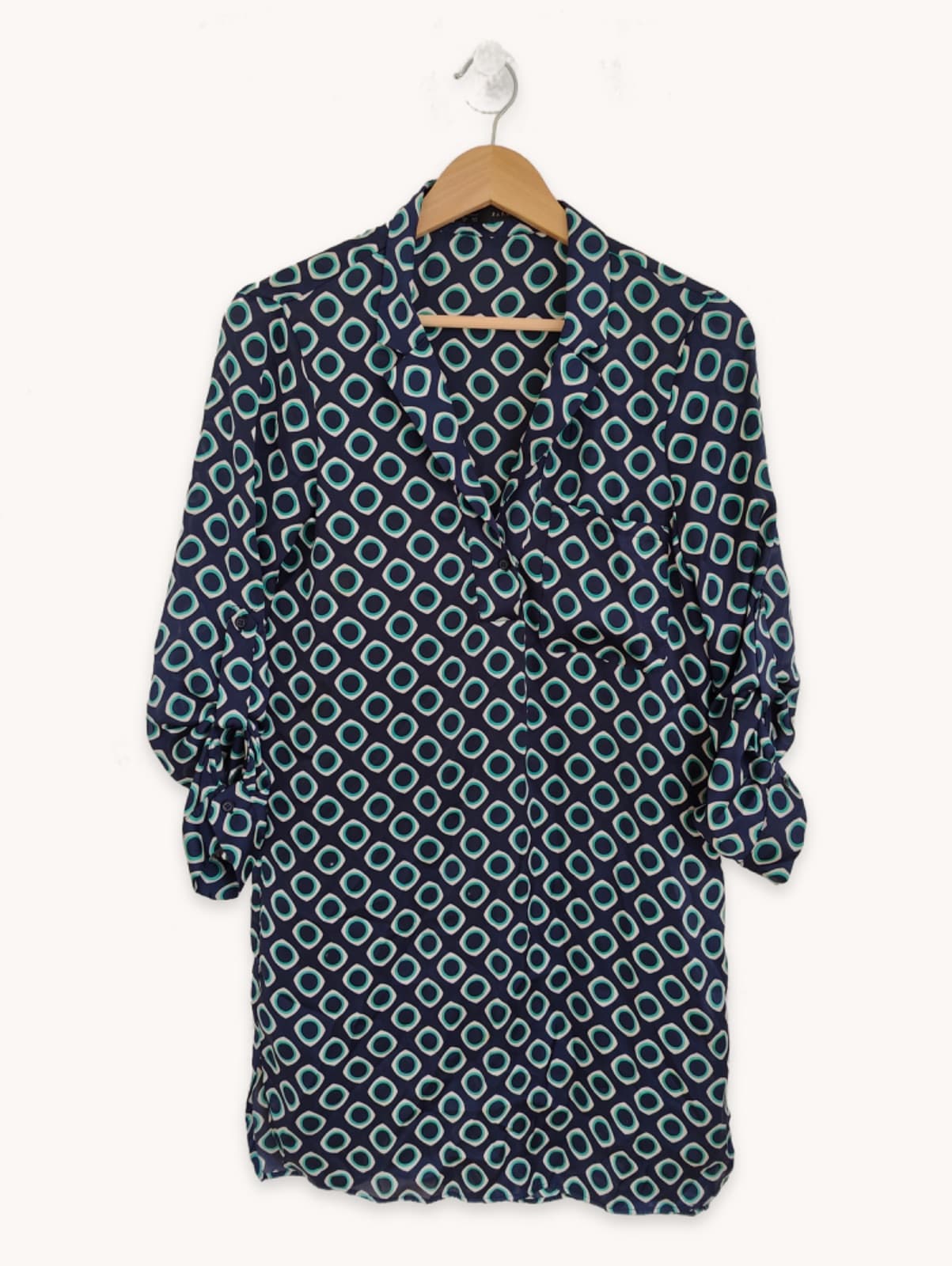Robe à imprimé géométrique bleu marine et turquoise Zara – Taille XS — photo 1