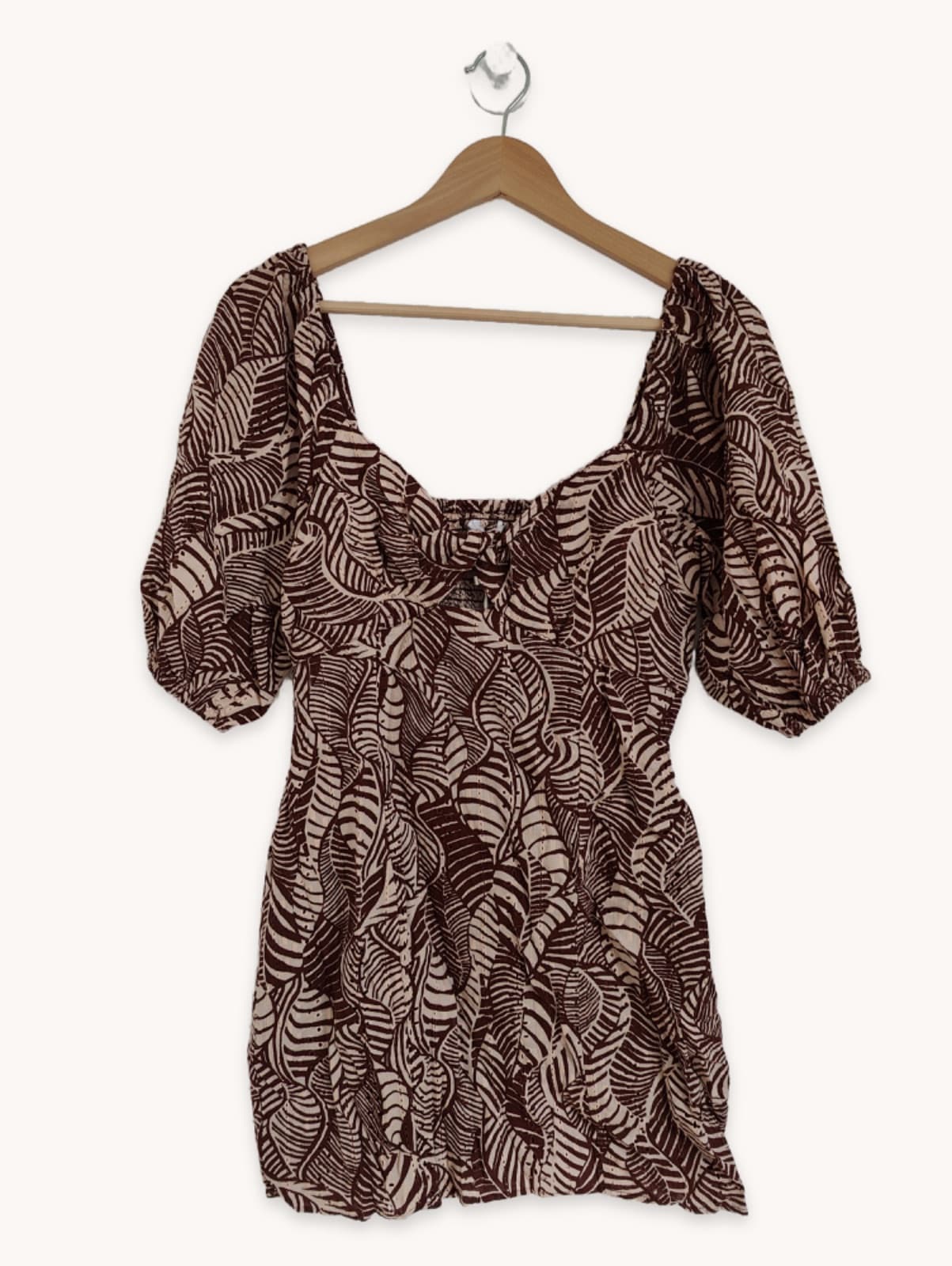 Robe courte imprimé feuillage à col bardot Mango – Taille S — photo 1