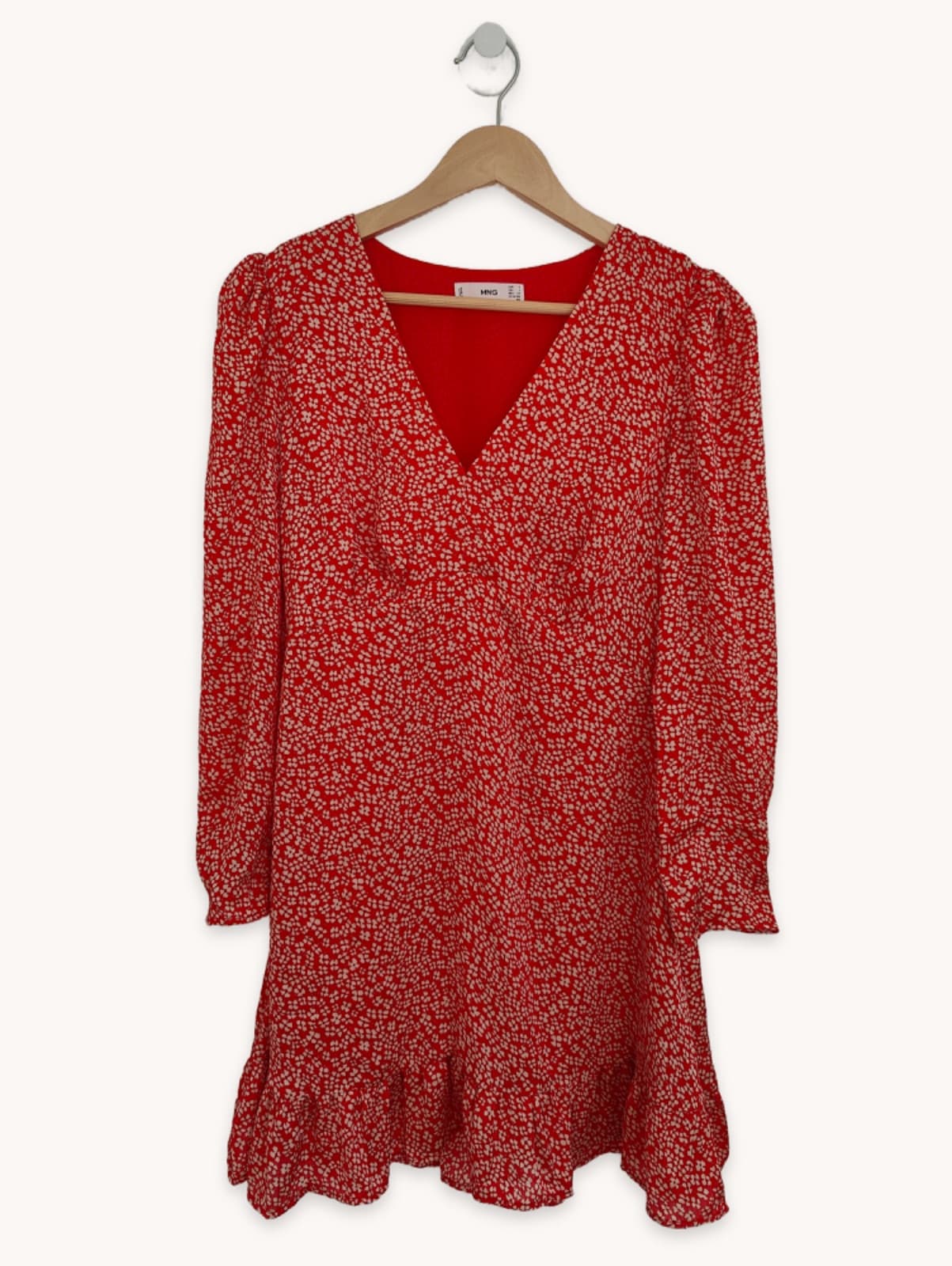 Robe courte fleurie rouge à col V Mango – Taille S — photo 1