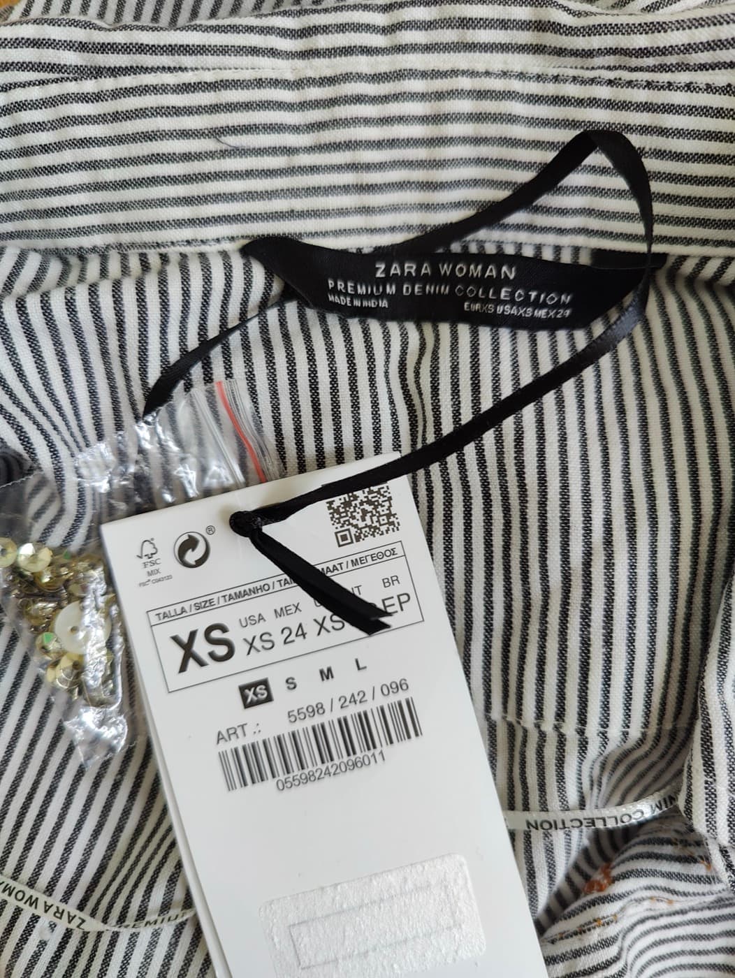 Chemise rayée à perles et broderies Zara – Taille XS — photo 5