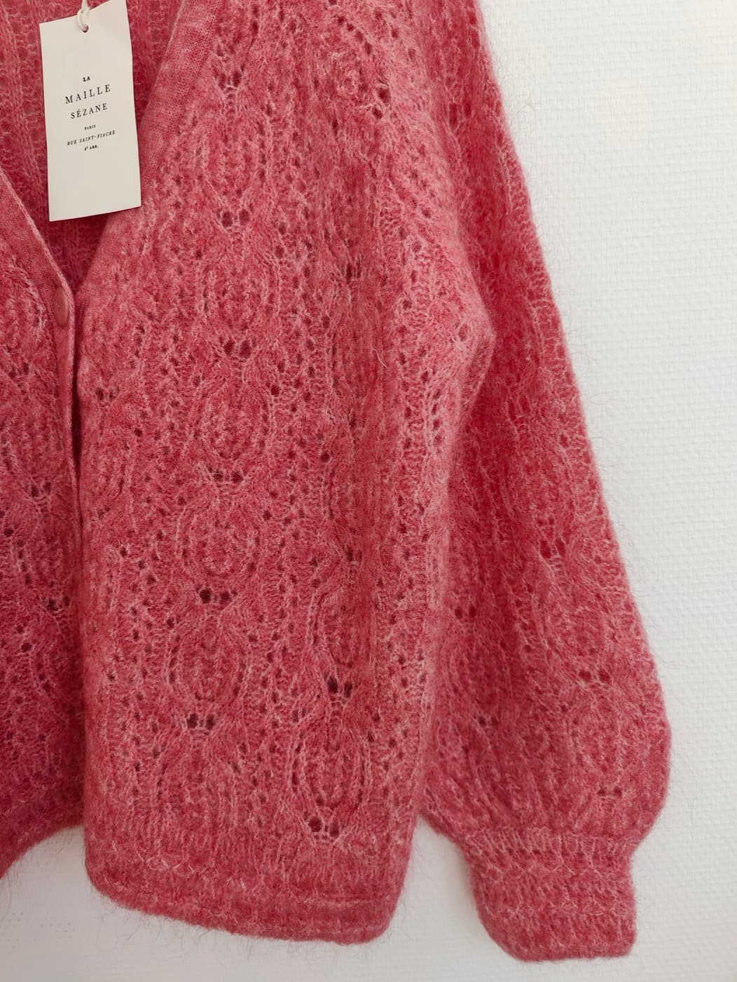 Cardigan en mohair ajouré rose Sézane – Taille M — photo 3